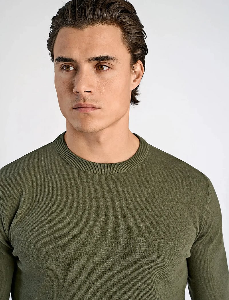 Lindbergh - 100% recycle knit round neck - rundhals - army mel - 5