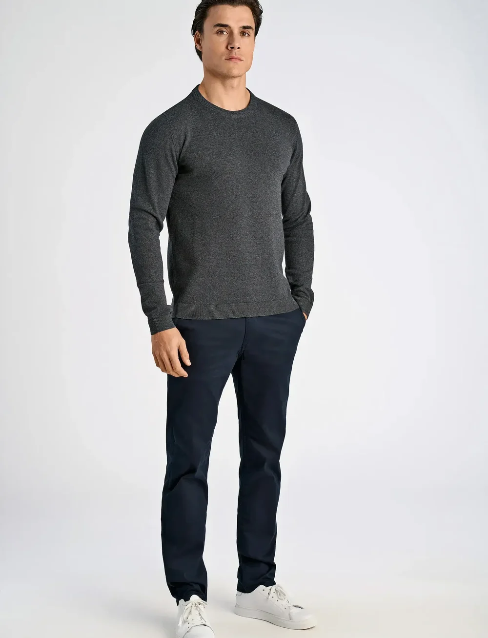 Lindbergh - 100% recycle knit round neck - rund hals - charcoal - 4