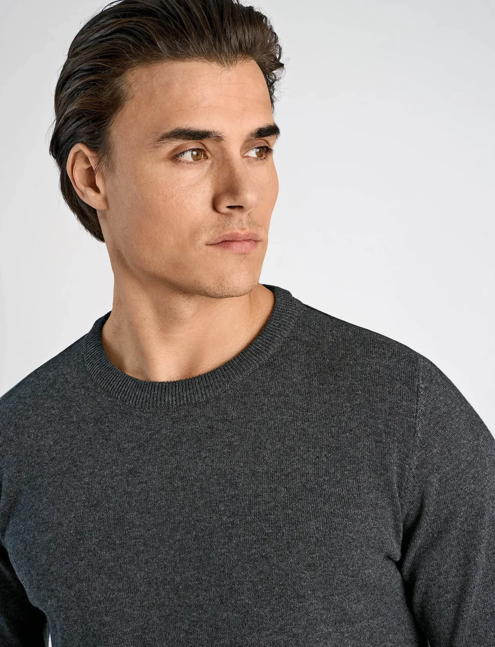 Lindbergh - 100% recycle knit round neck - rund hals - charcoal - 5