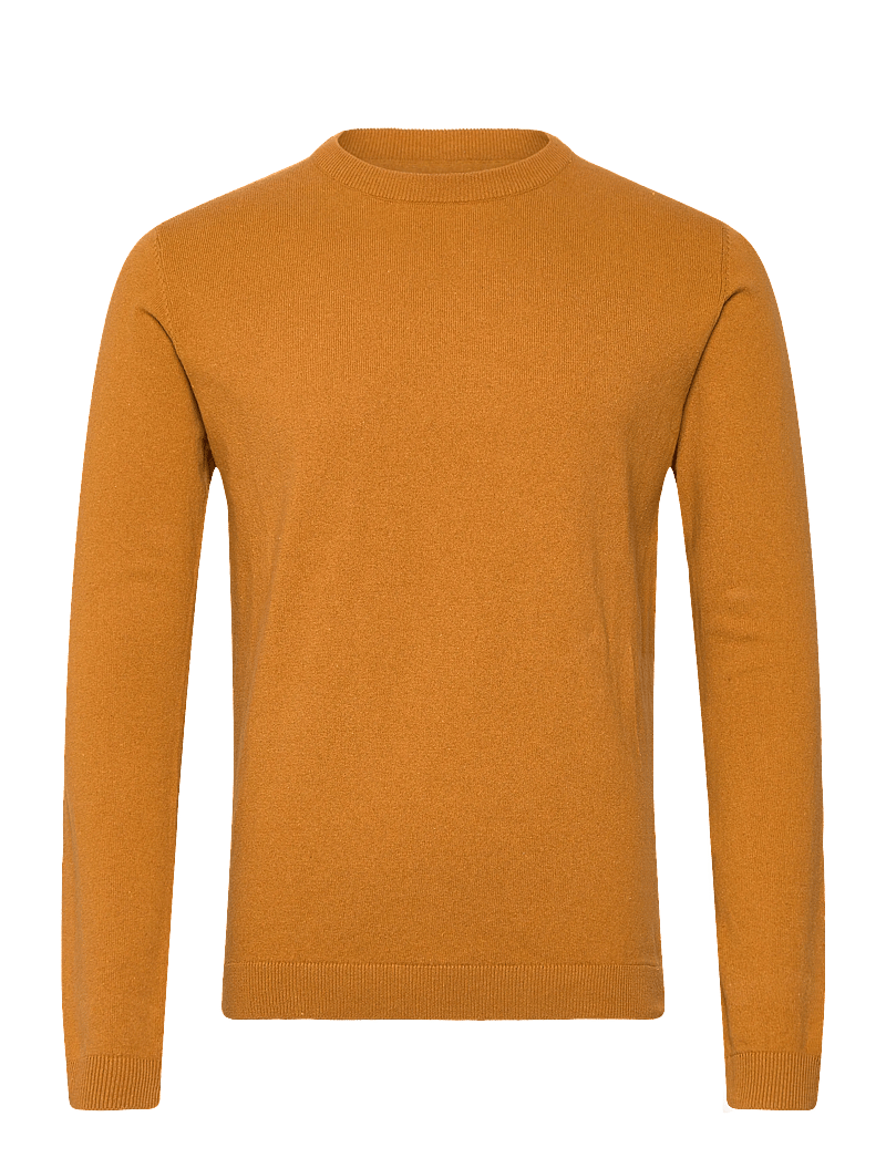 Lindbergh - 100% recycle knit round neck - Ümmarguse kaelusega kudumid - dk camel - 1