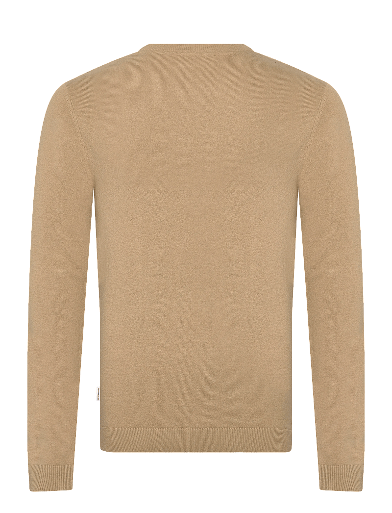 Lindbergh - 100% recycle knit round neck - rundhals - dk sand mel - 2