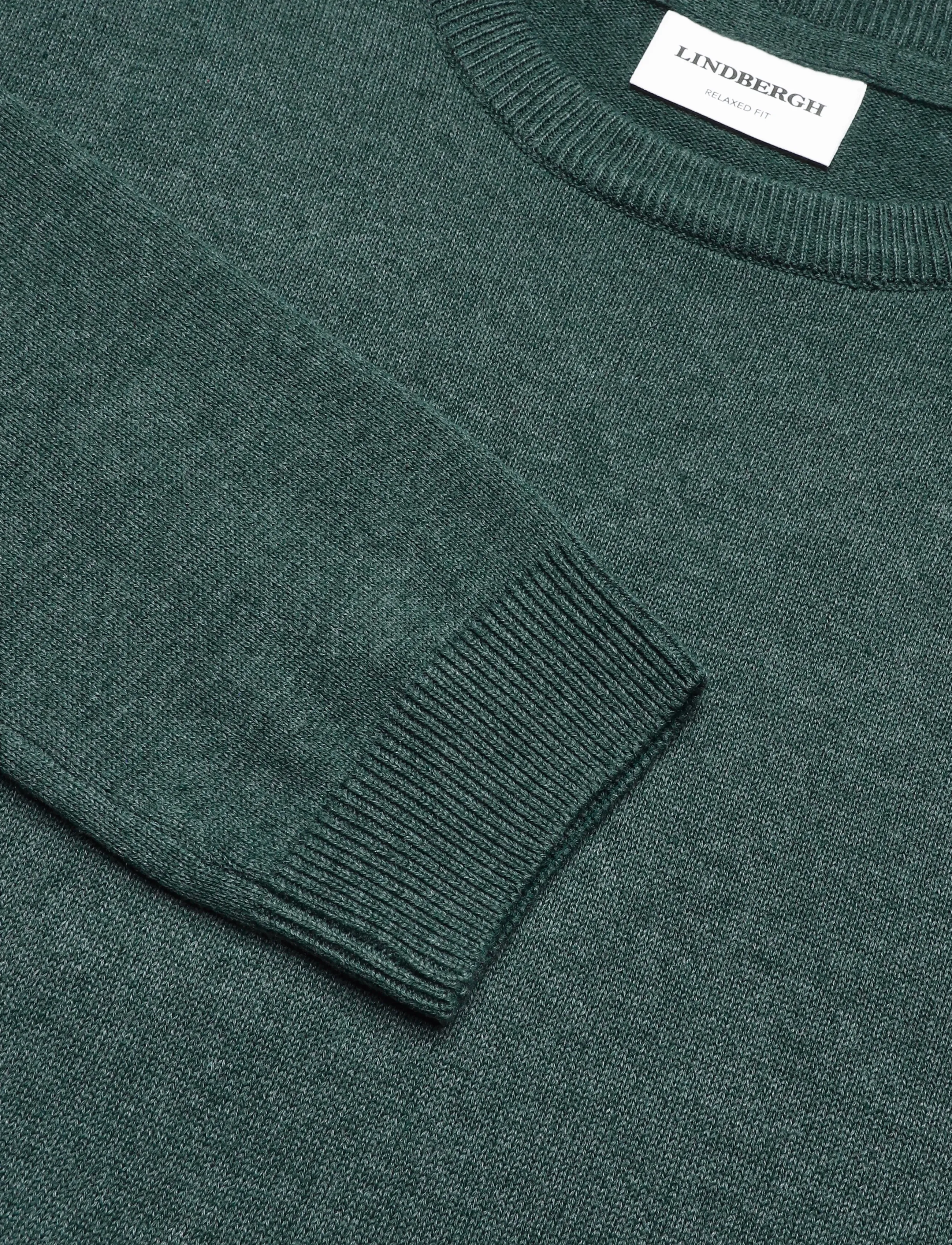 Lindbergh - 100% recycle knit round neck - basic-strickmode - army - 2