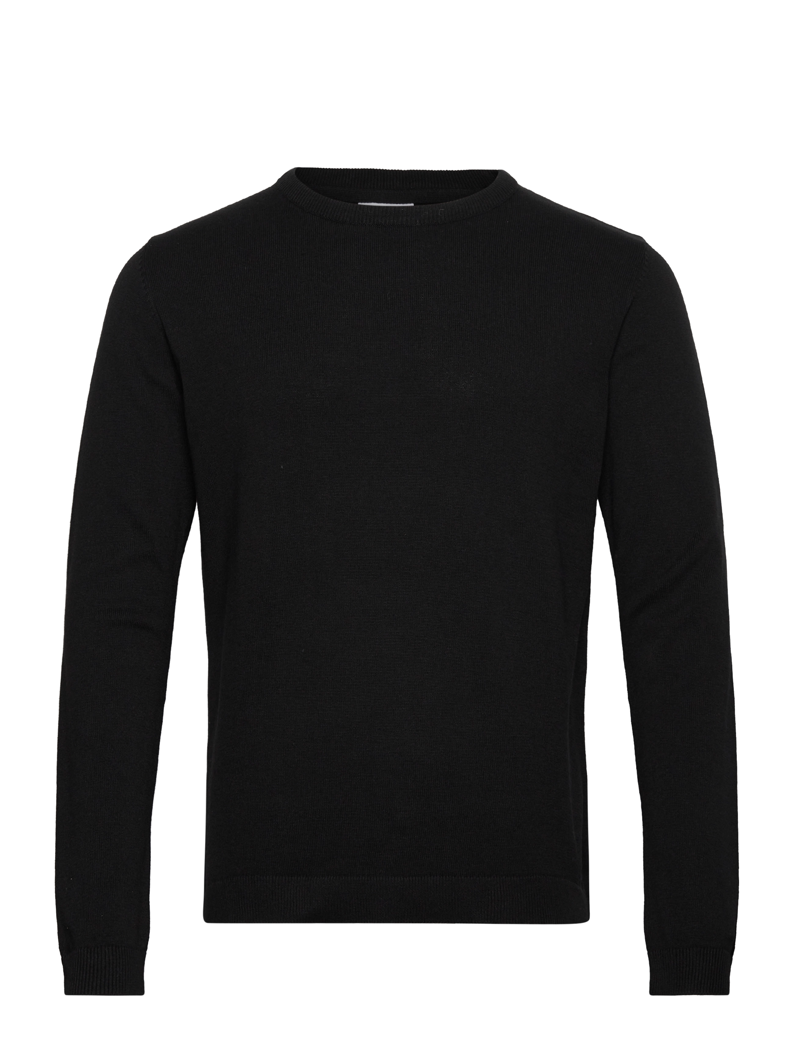 100% recycle knit round neck - BLACK