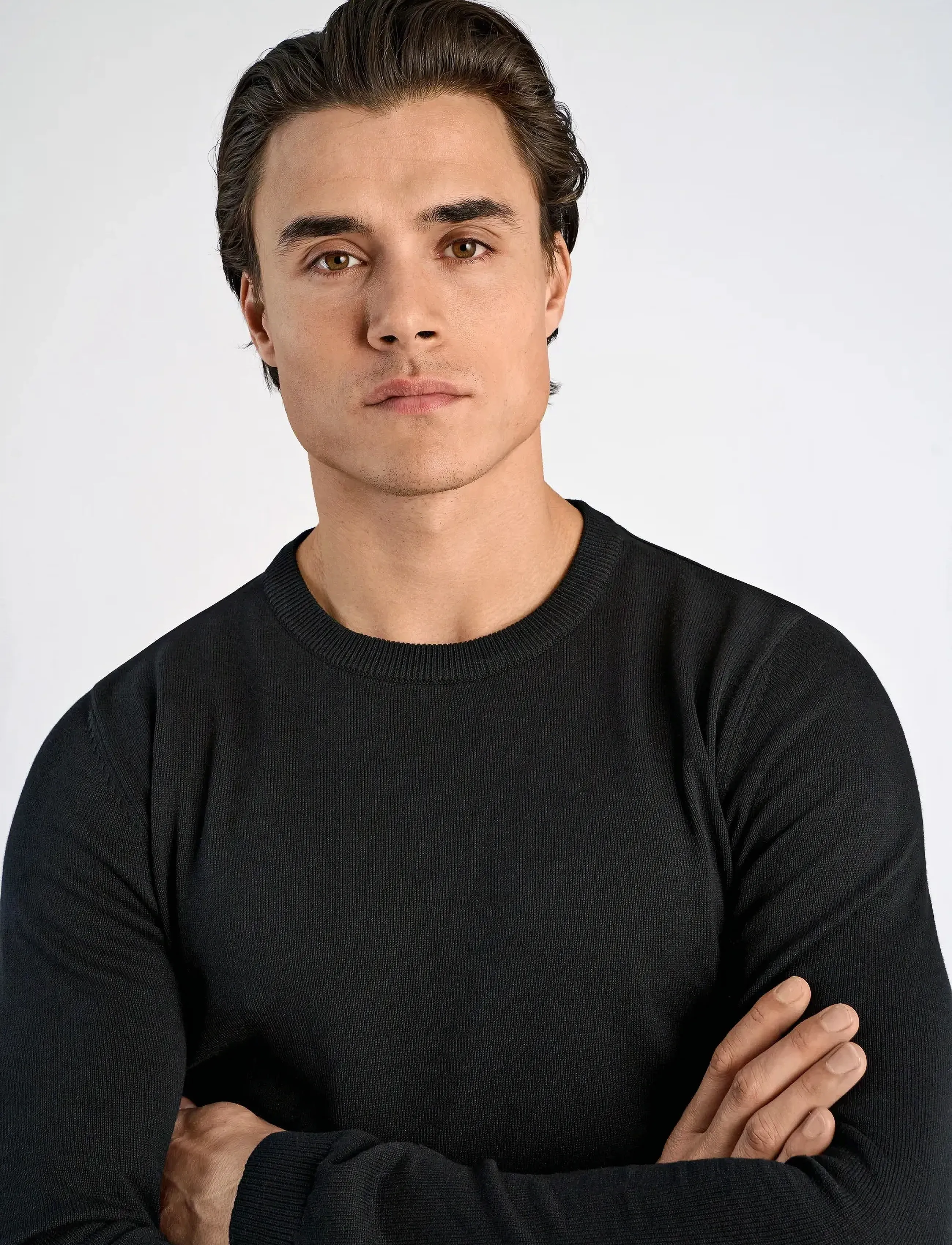Lindbergh - 100% recycle knit round neck - stickade basplagg - black - 5