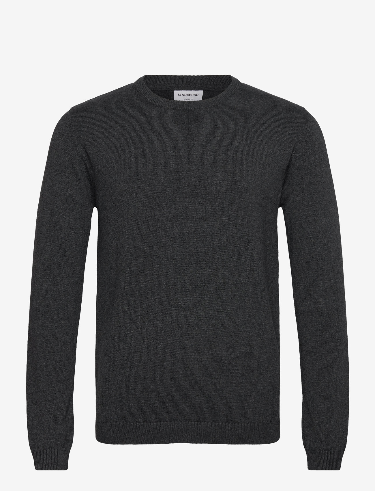Lindbergh - 100% recycle knit round neck - rund hals - charcoal - 1