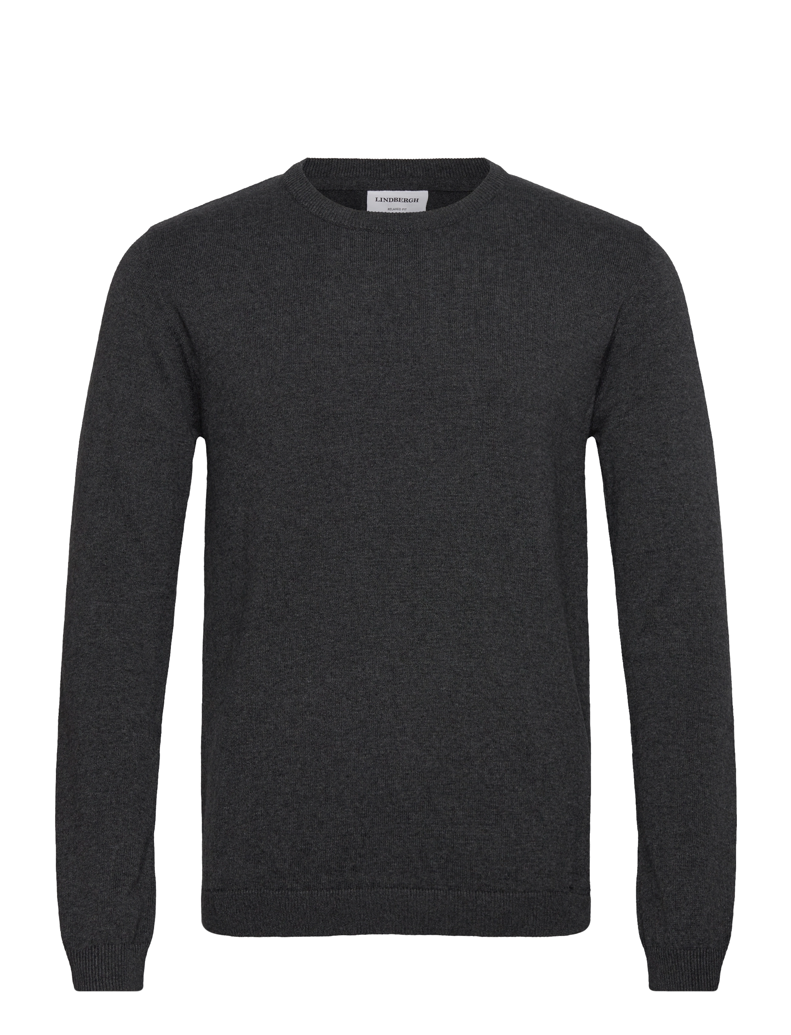 Lindbergh 100% recycle knit round neck - Män - CHARCOAL / grey