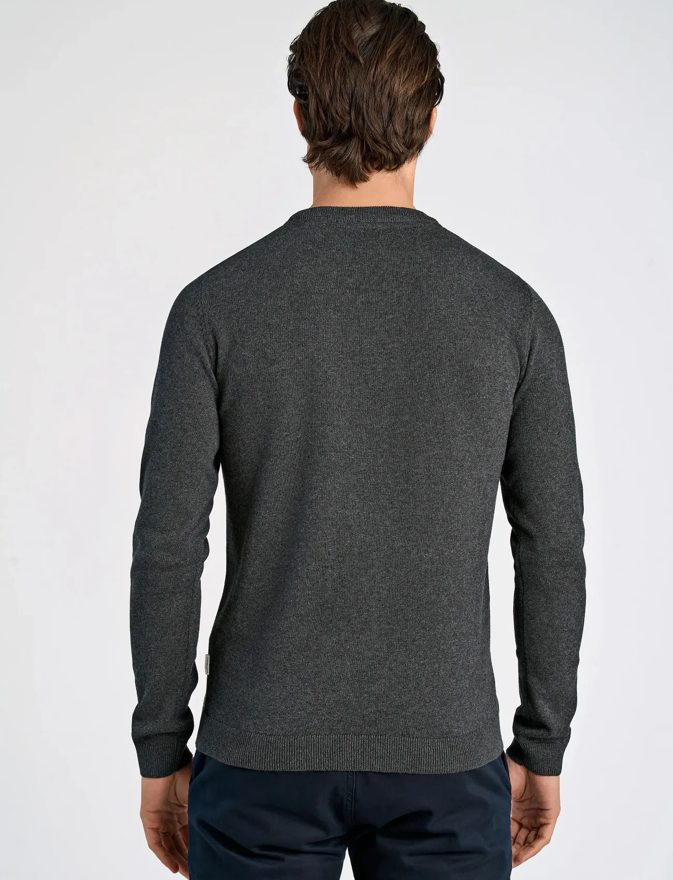 Lindbergh - 100% recycle knit round neck - rund hals - charcoal - 3