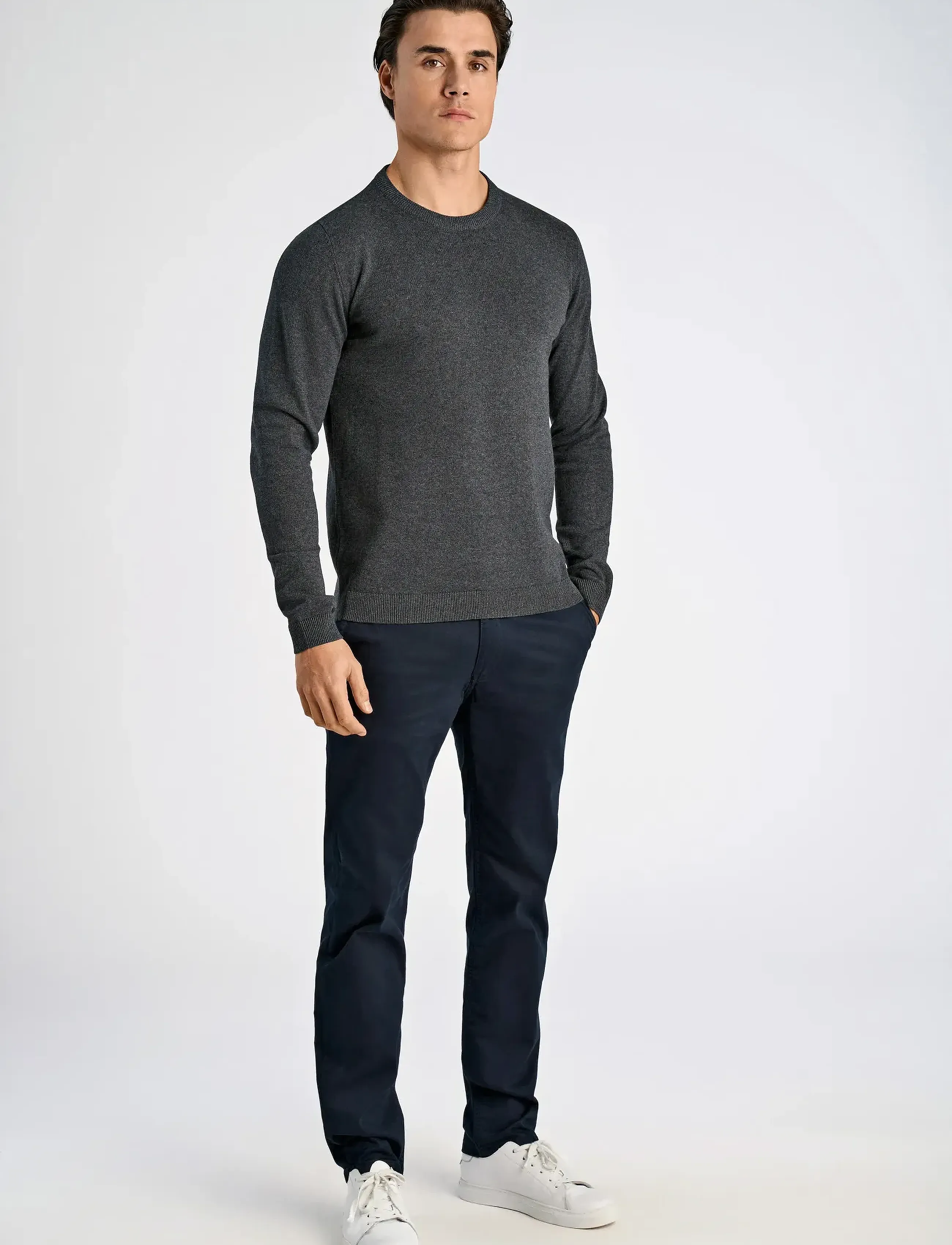 Lindbergh - 100% recycle knit round neck - rund hals - charcoal - 4