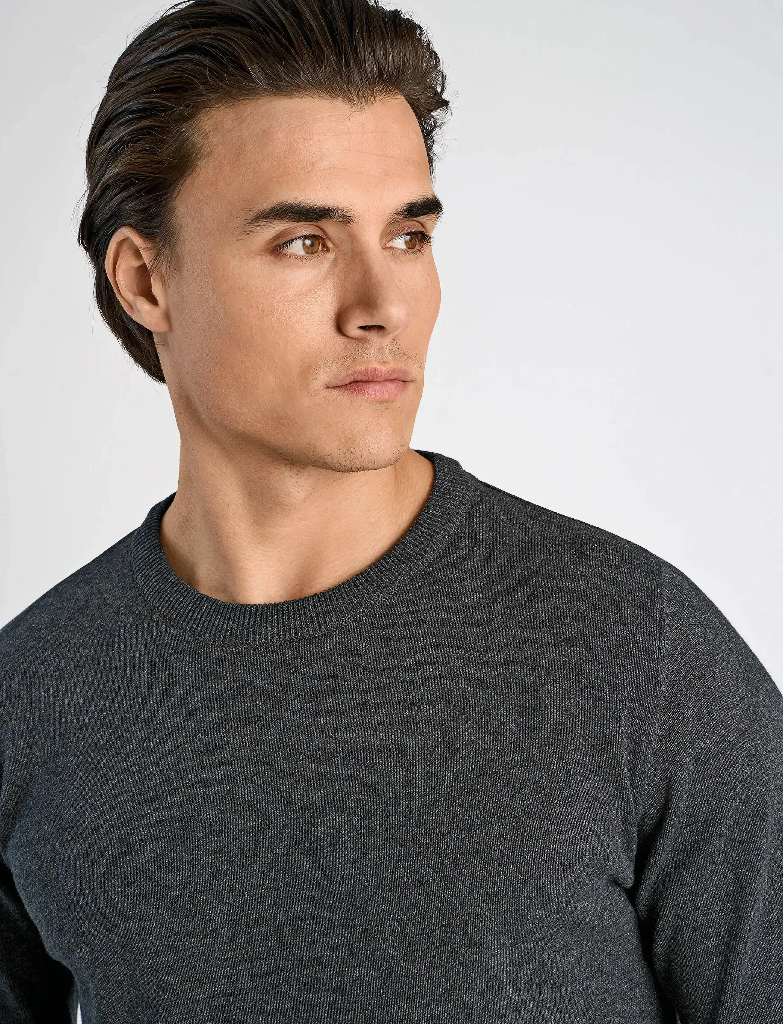 Lindbergh - 100% recycle knit round neck - rund hals - charcoal - 5