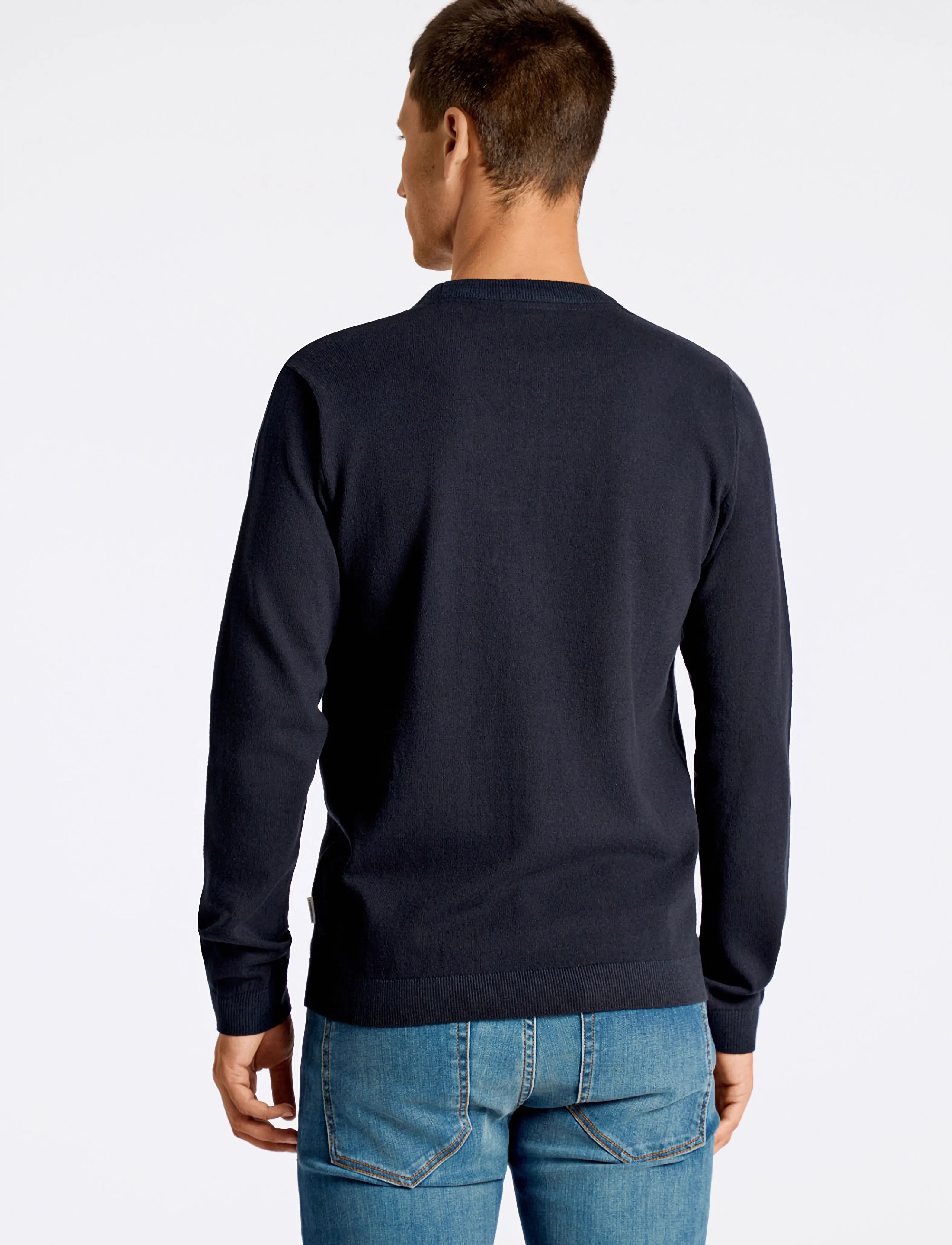 Lindbergh - 100% recycle knit round neck - rund hals - navy - 3