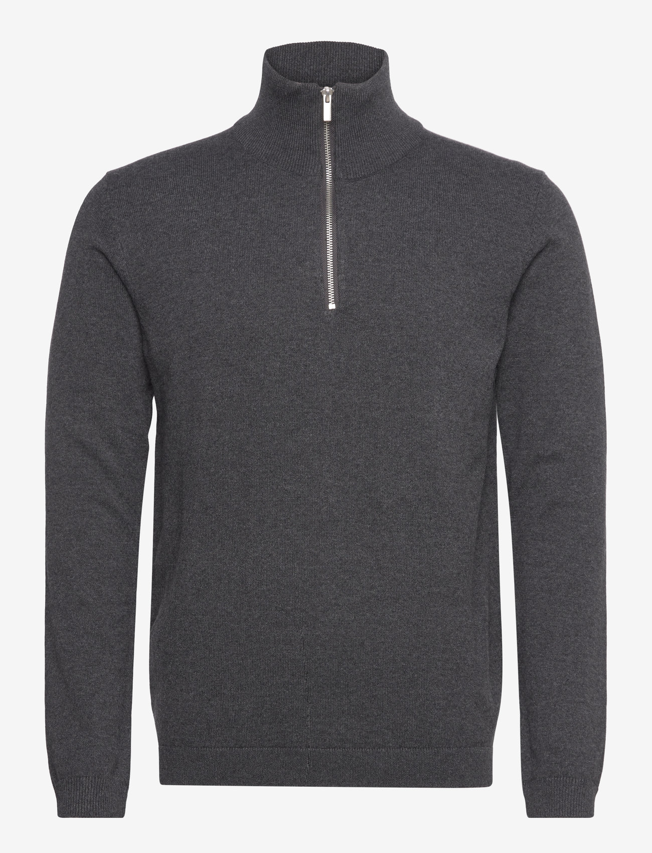 Lindbergh - 100% recycle knit half zip - pullover mit halbem reißverschluss - charcoal - 1