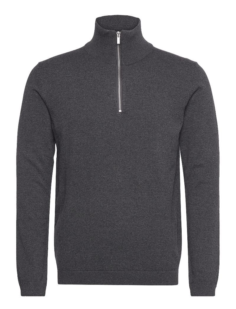 Lindbergh - 100% recycle knit half zip - pullover mit halbem reißverschluss - charcoal - 1