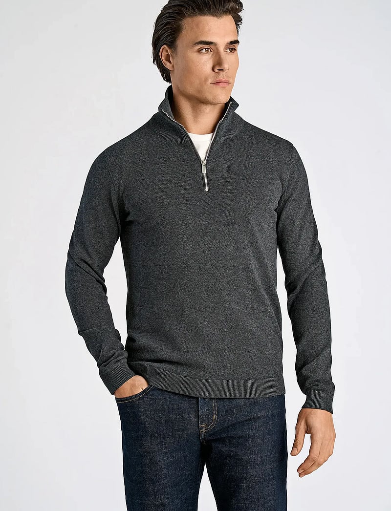Lindbergh - 100% recycle knit half zip - pullover mit halbem reißverschluss - charcoal - 0