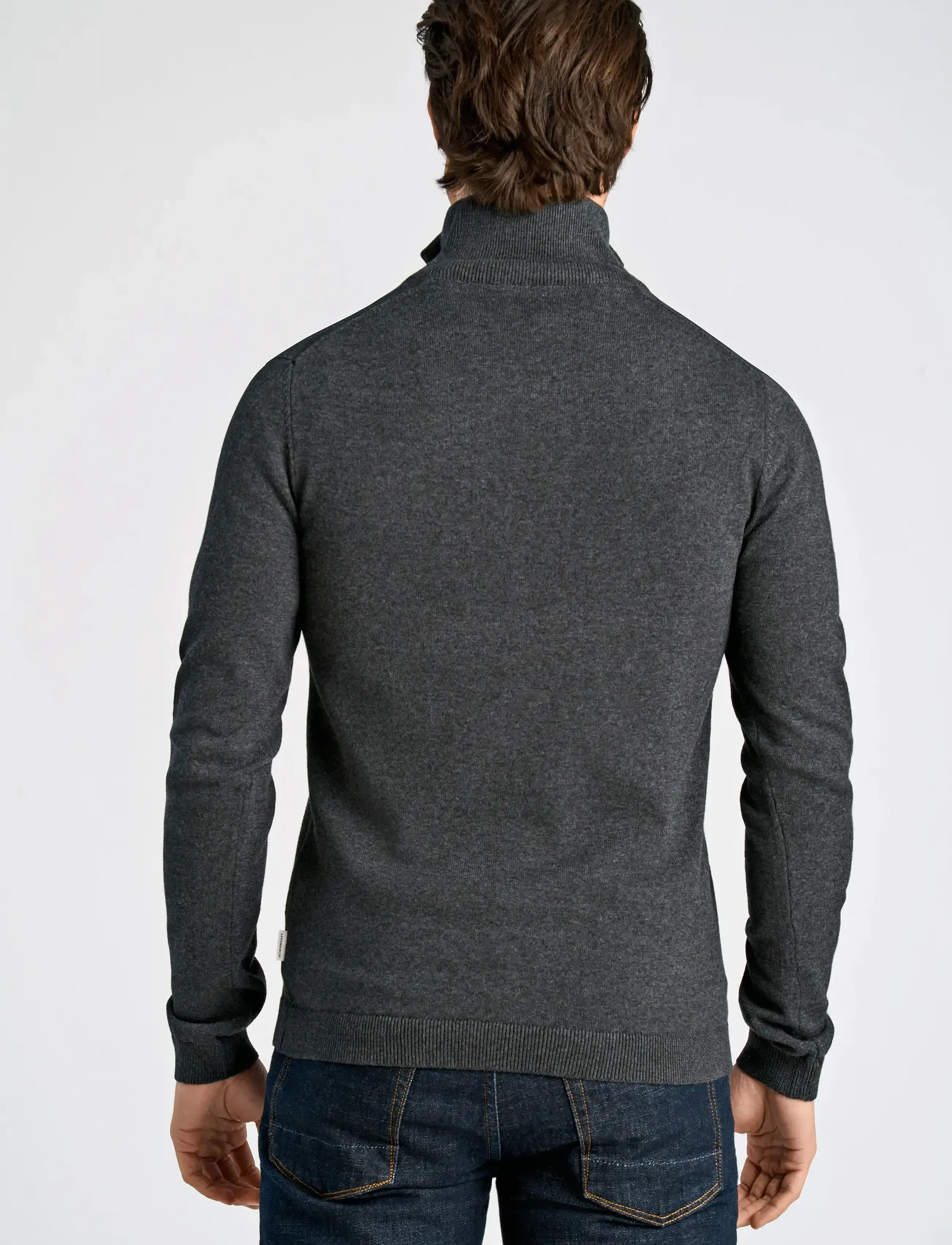 Lindbergh - 100% recycle knit half zip - halfzip strik - charcoal - 3