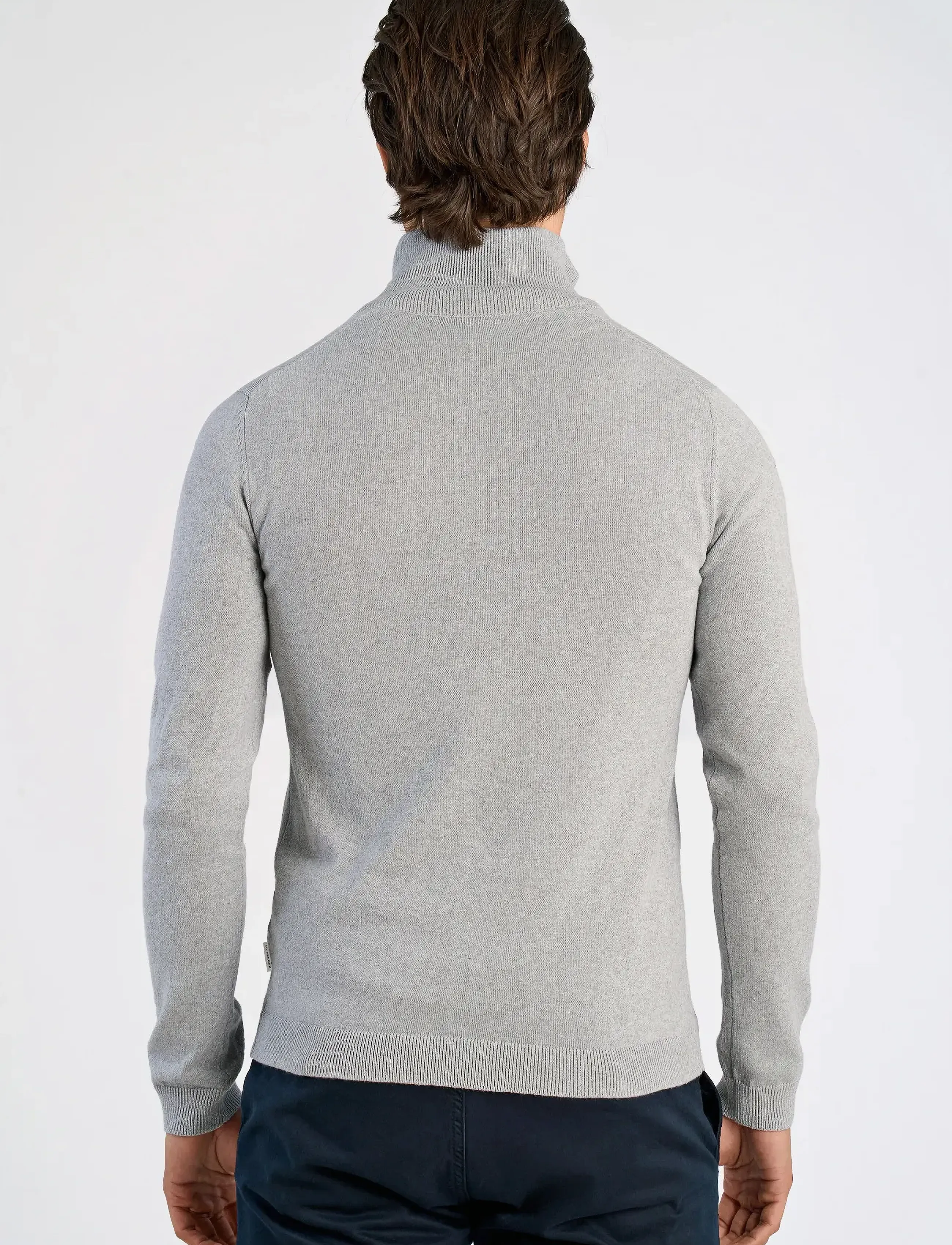 Lindbergh - 100% recycle knit half zip - tõmblukk-kaelusega džemprid - dk grey - 3