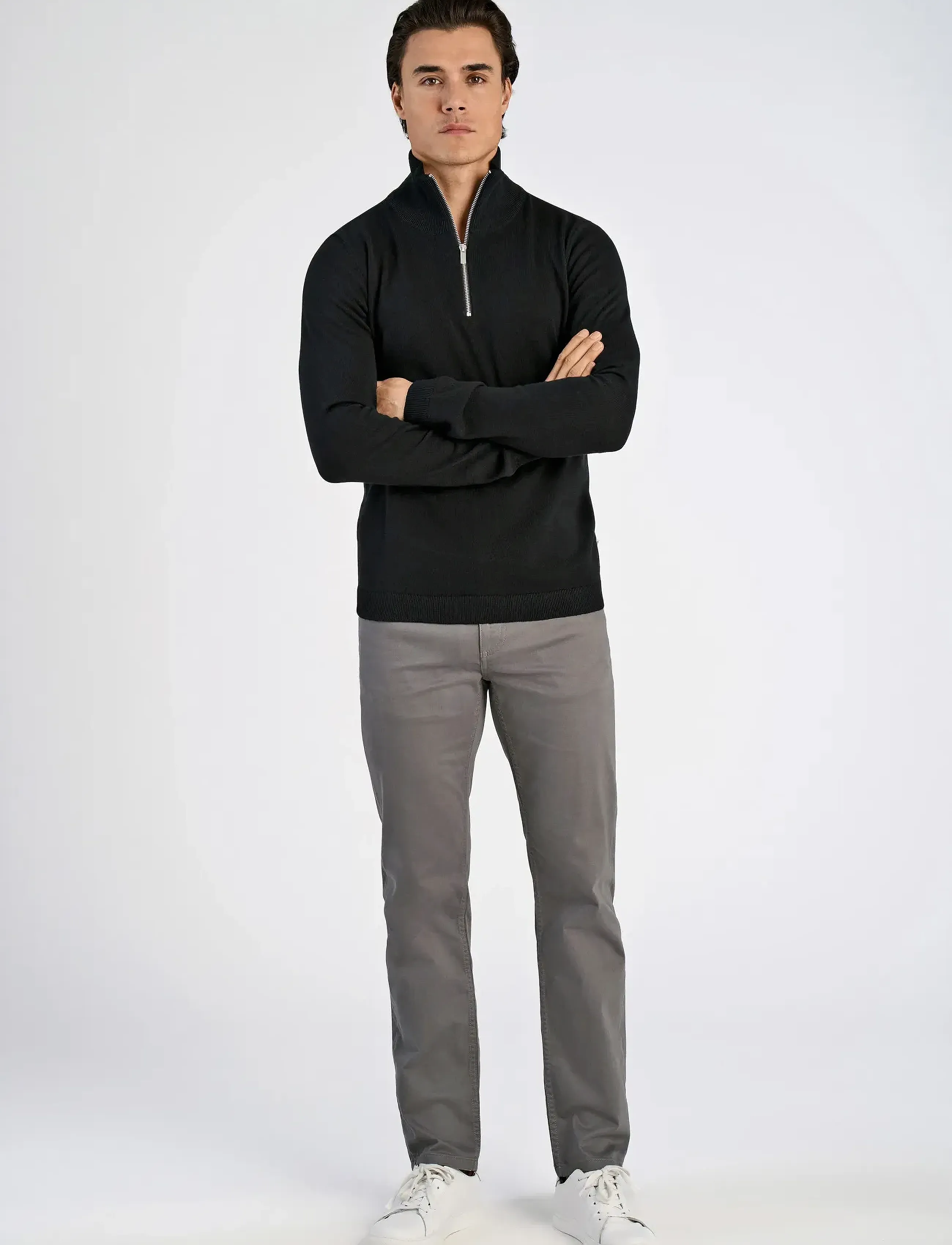 Lindbergh - 100% recycle knit half zip - män - black - 4