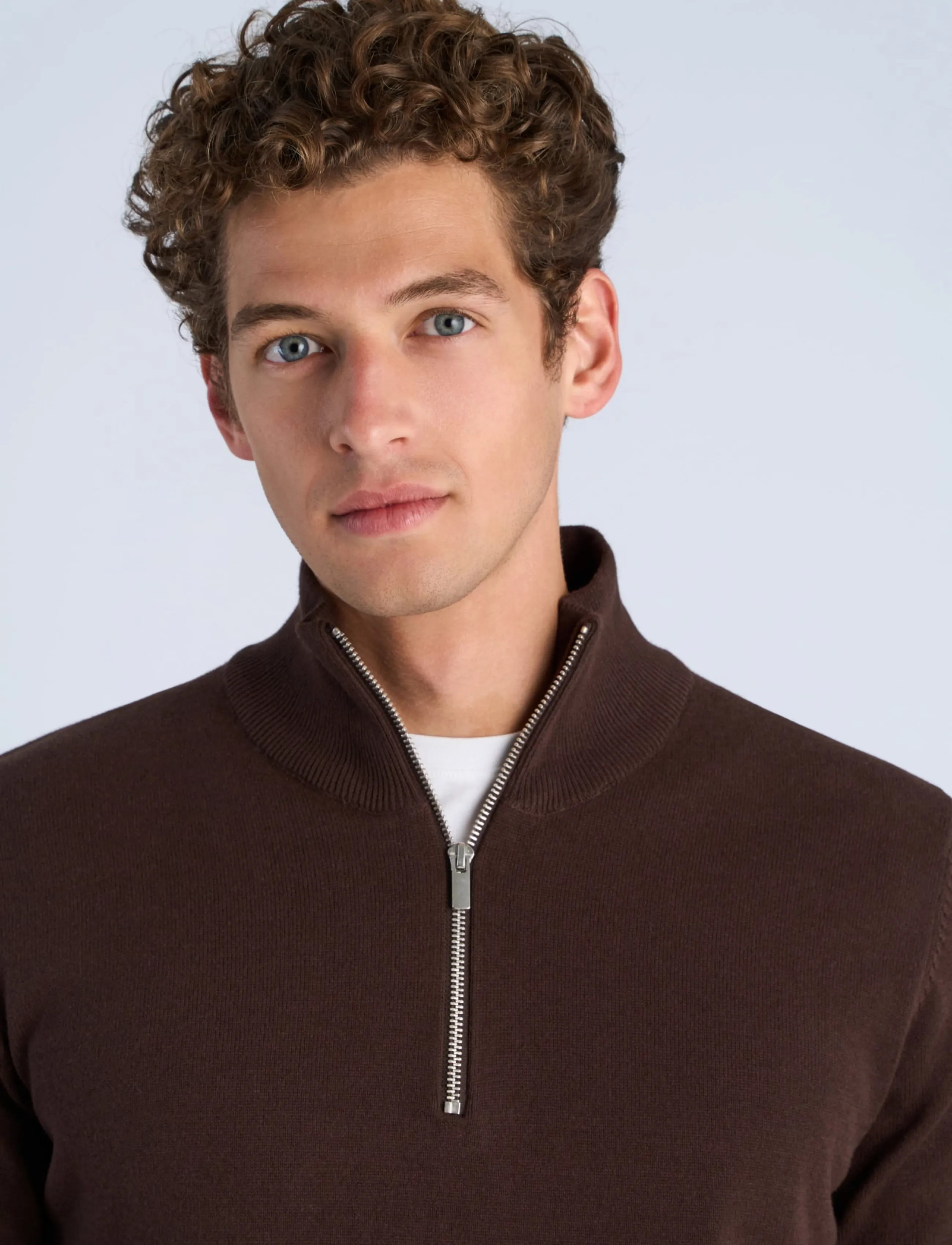 Lindbergh - 100% recycle knit half zip - sügisesed riided - brown - 5