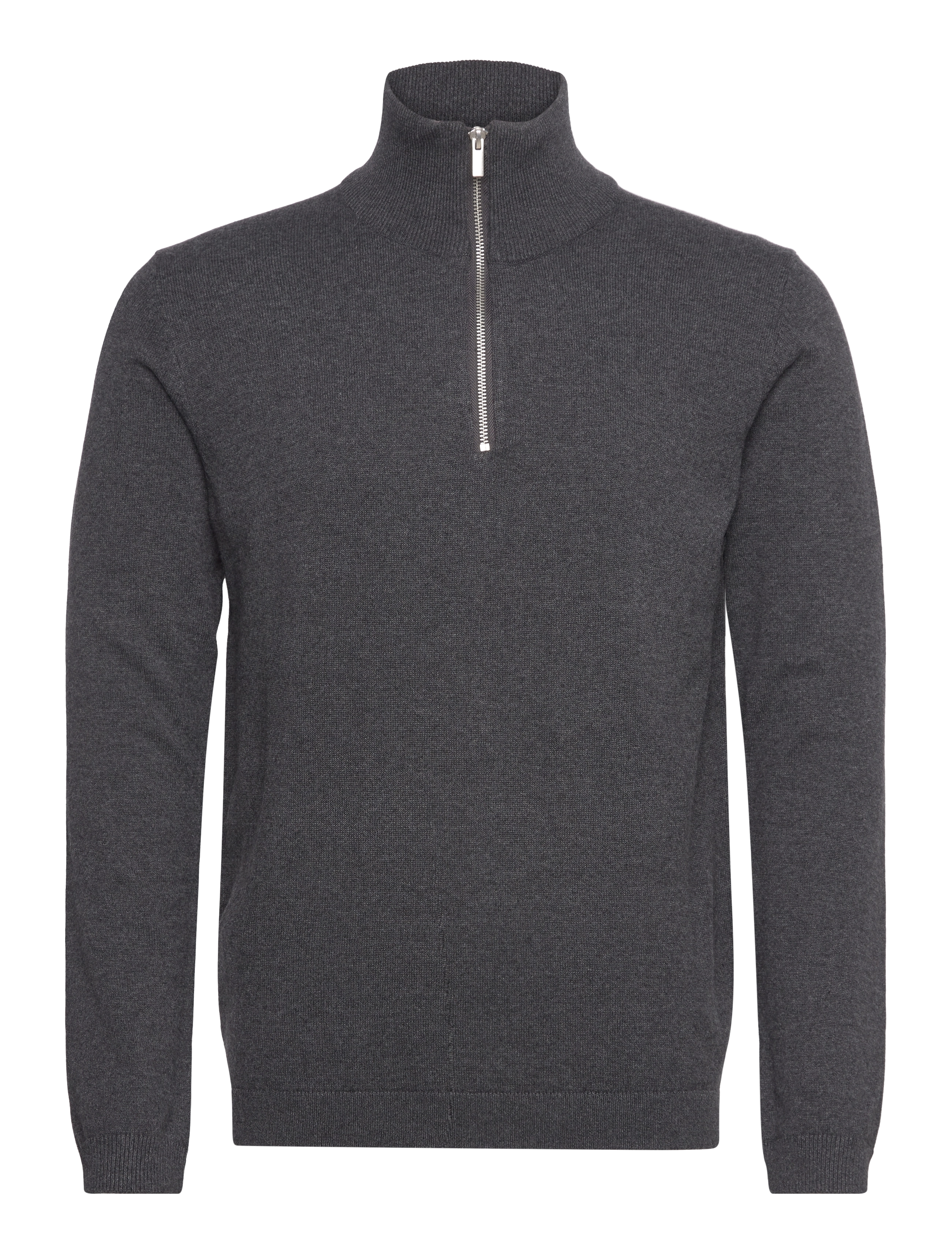 Lindbergh - 100% recycle knit half zip - pullover mit halbem reißverschluss - charcoal - 1