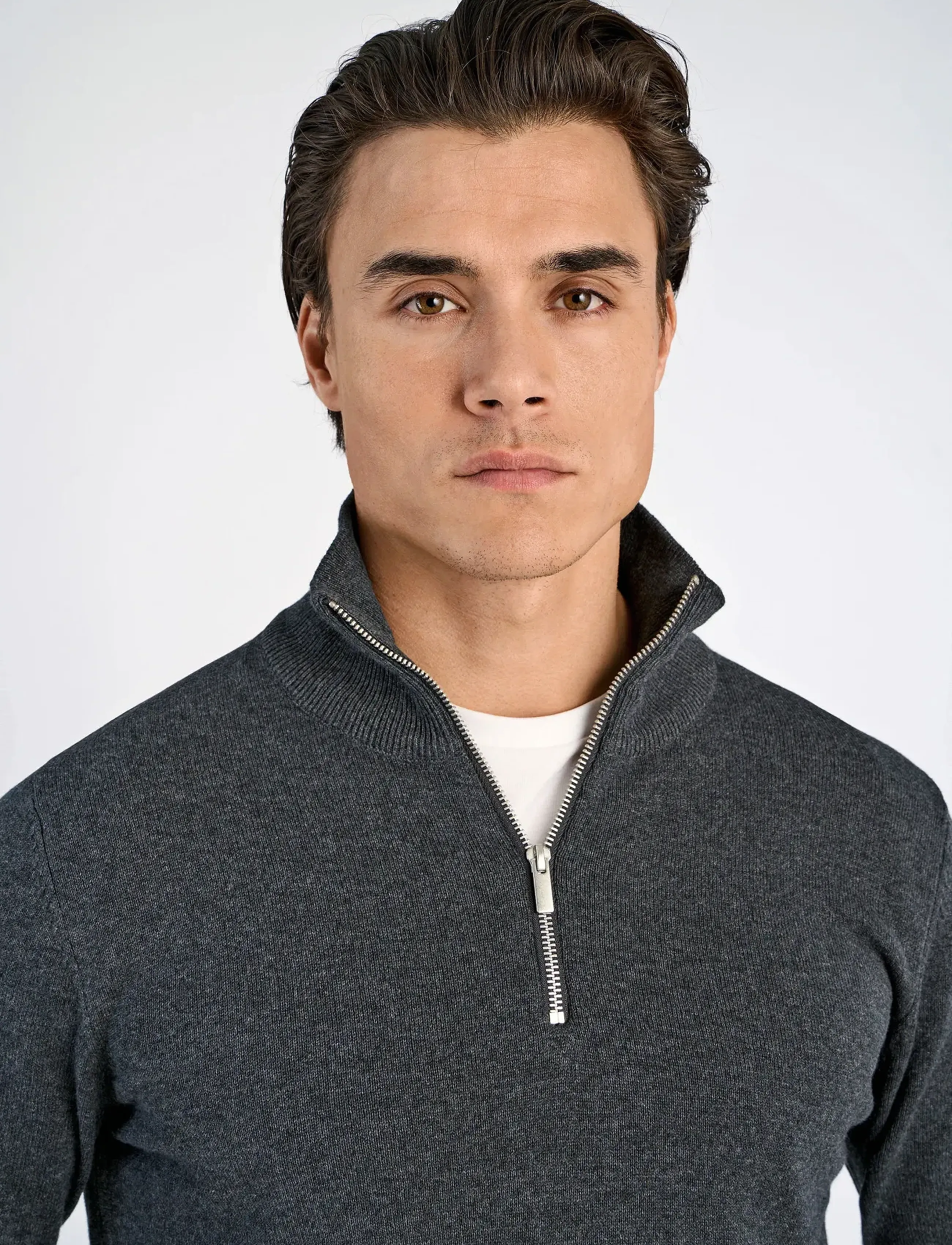 Lindbergh - 100% recycle knit half zip - pullover mit halbem reißverschluss - charcoal - 5