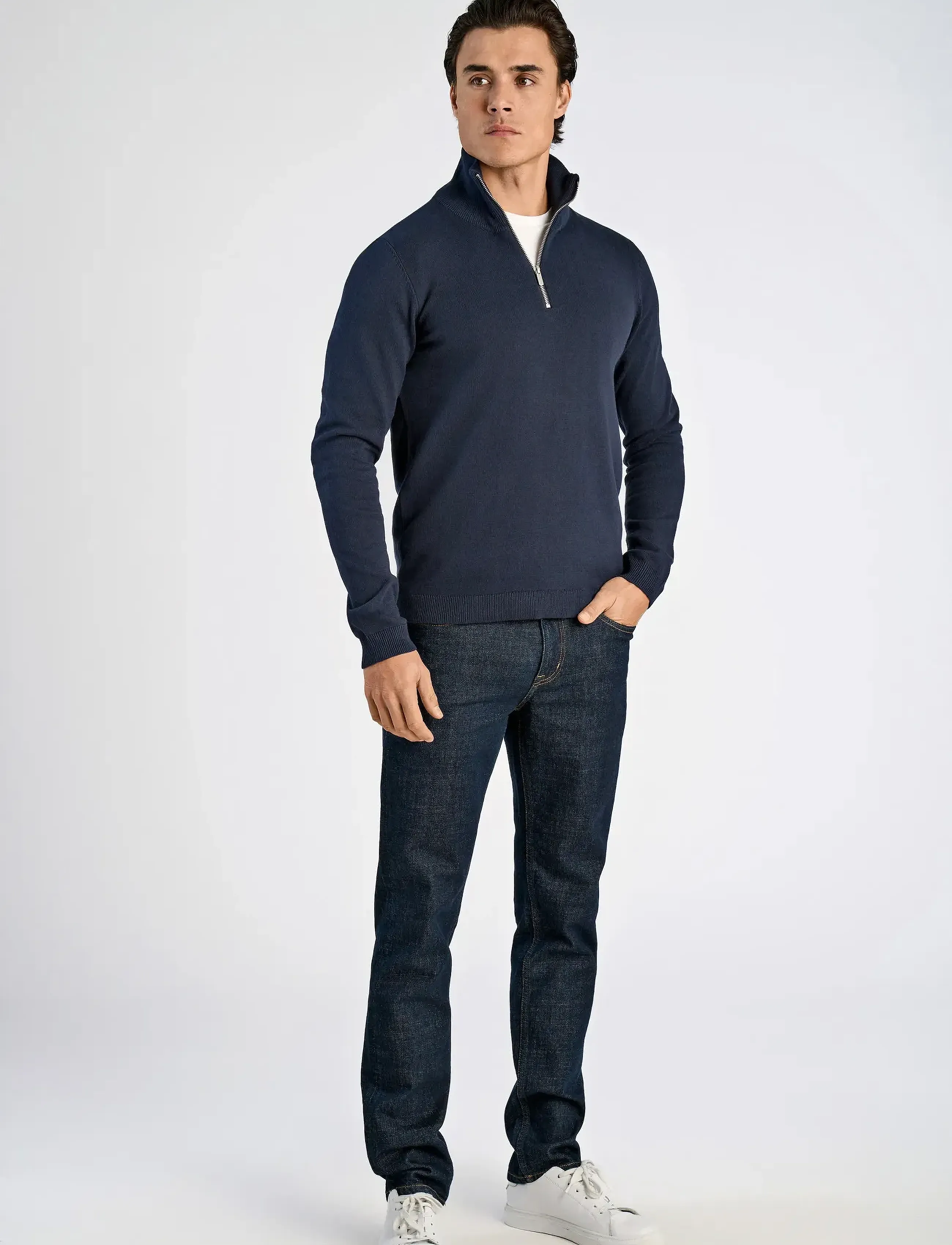 Lindbergh - 100% recycle knit half zip - pullover mit halbem reißverschluss - navy - 4