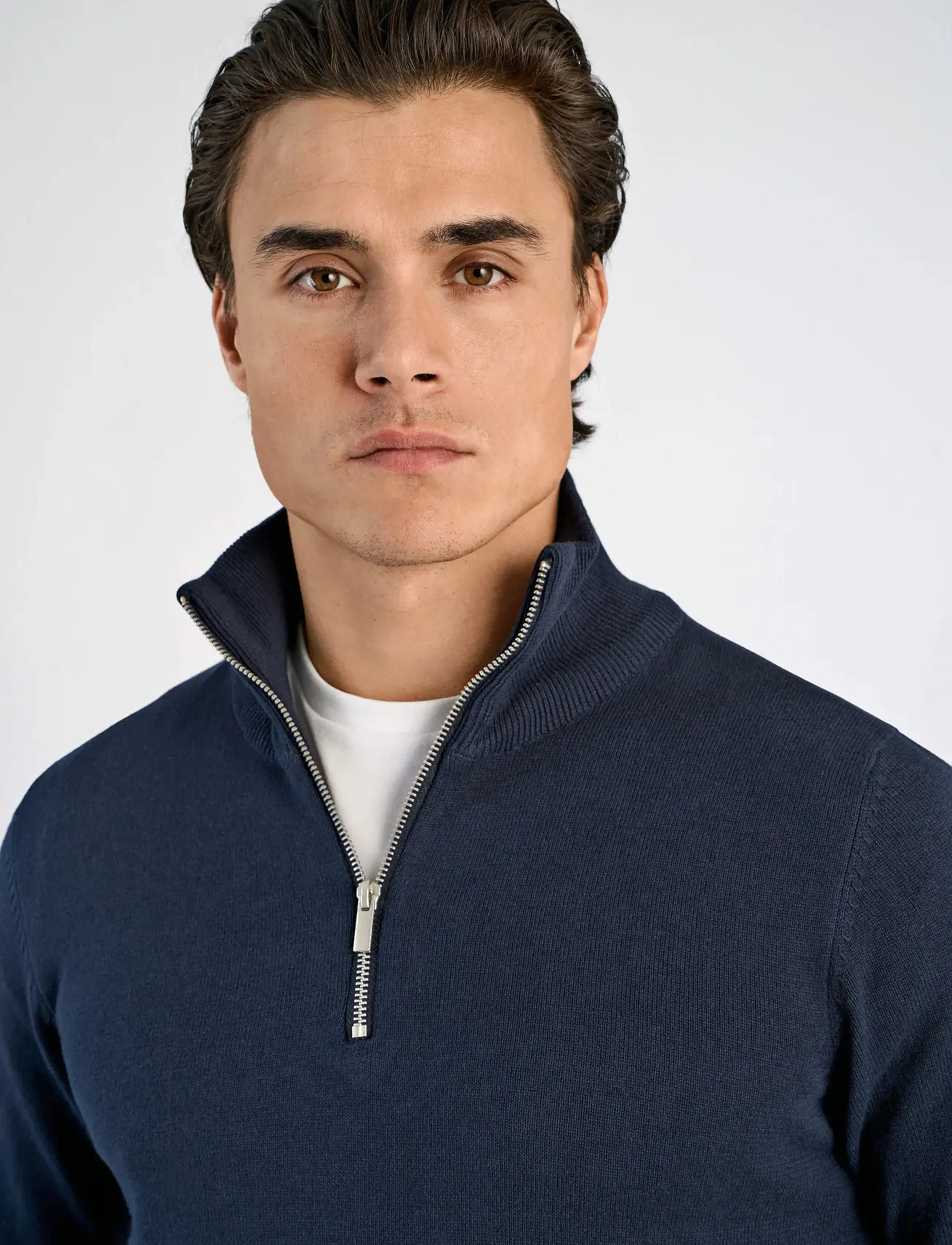 Lindbergh - 100% recycle knit half zip - pullover mit halbem reißverschluss - navy - 5