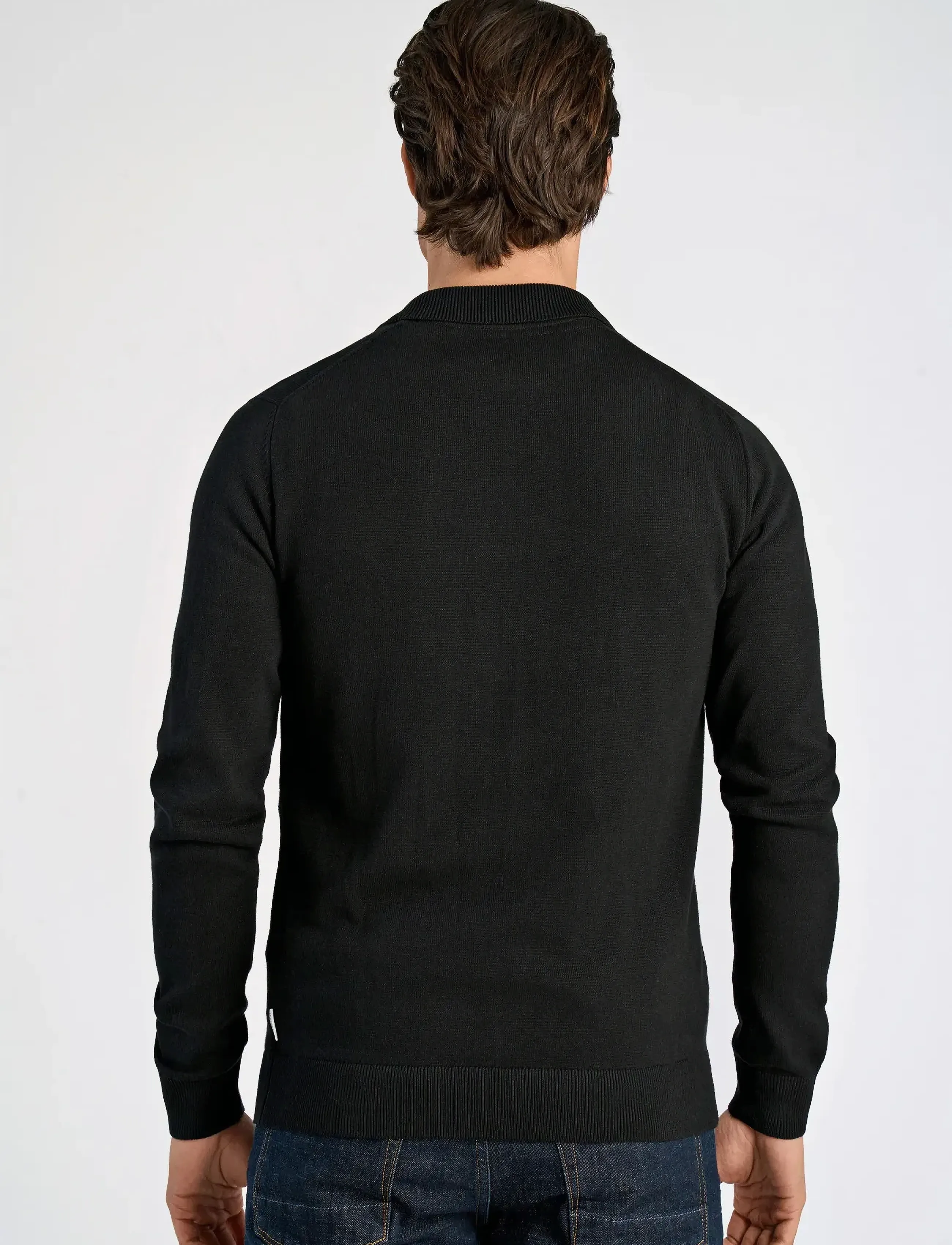 Lindbergh - 100% recycle knit half zip polo collar - män - black - 3
