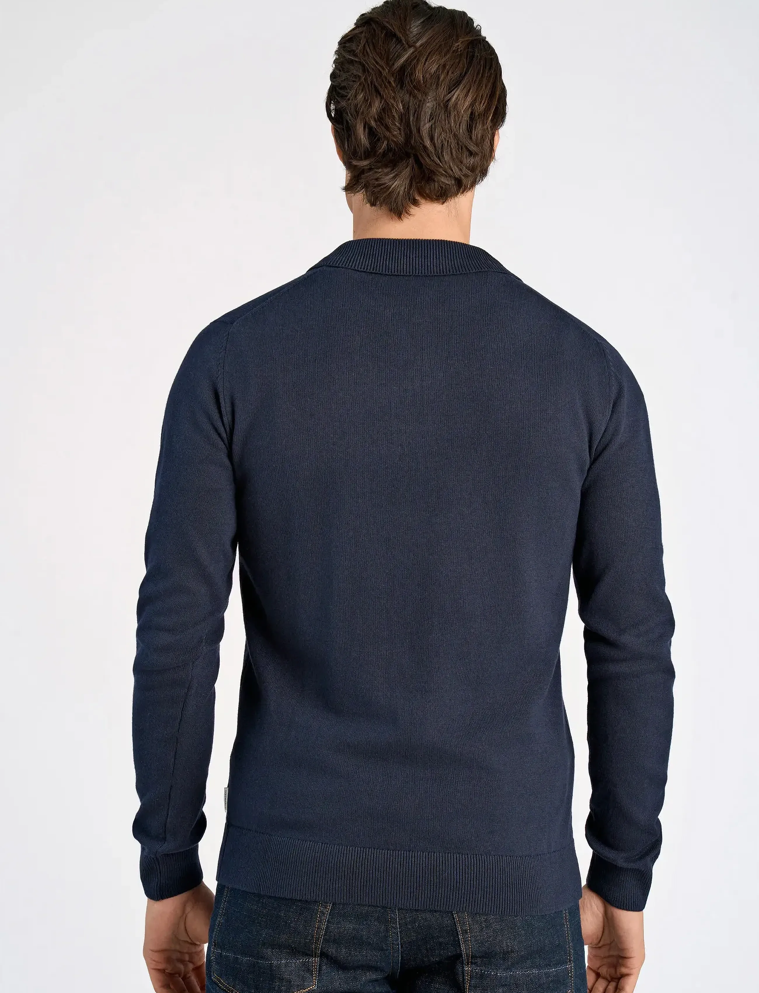 Lindbergh - 100% recycle knit half zip polo collar - autumn clothing - navy - 3