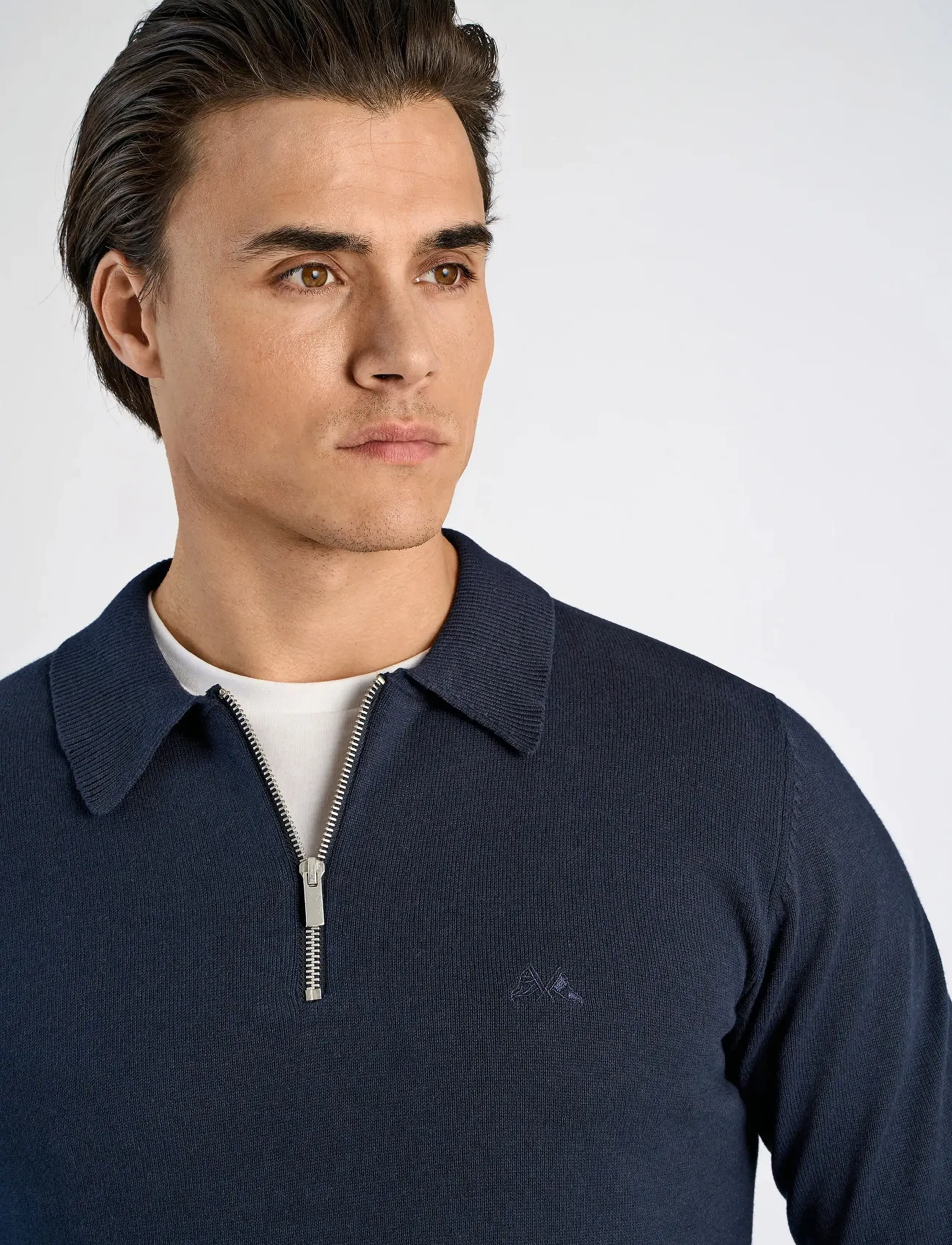 Lindbergh - 100% recycle knit half zip polo collar - autumn clothing - navy - 5