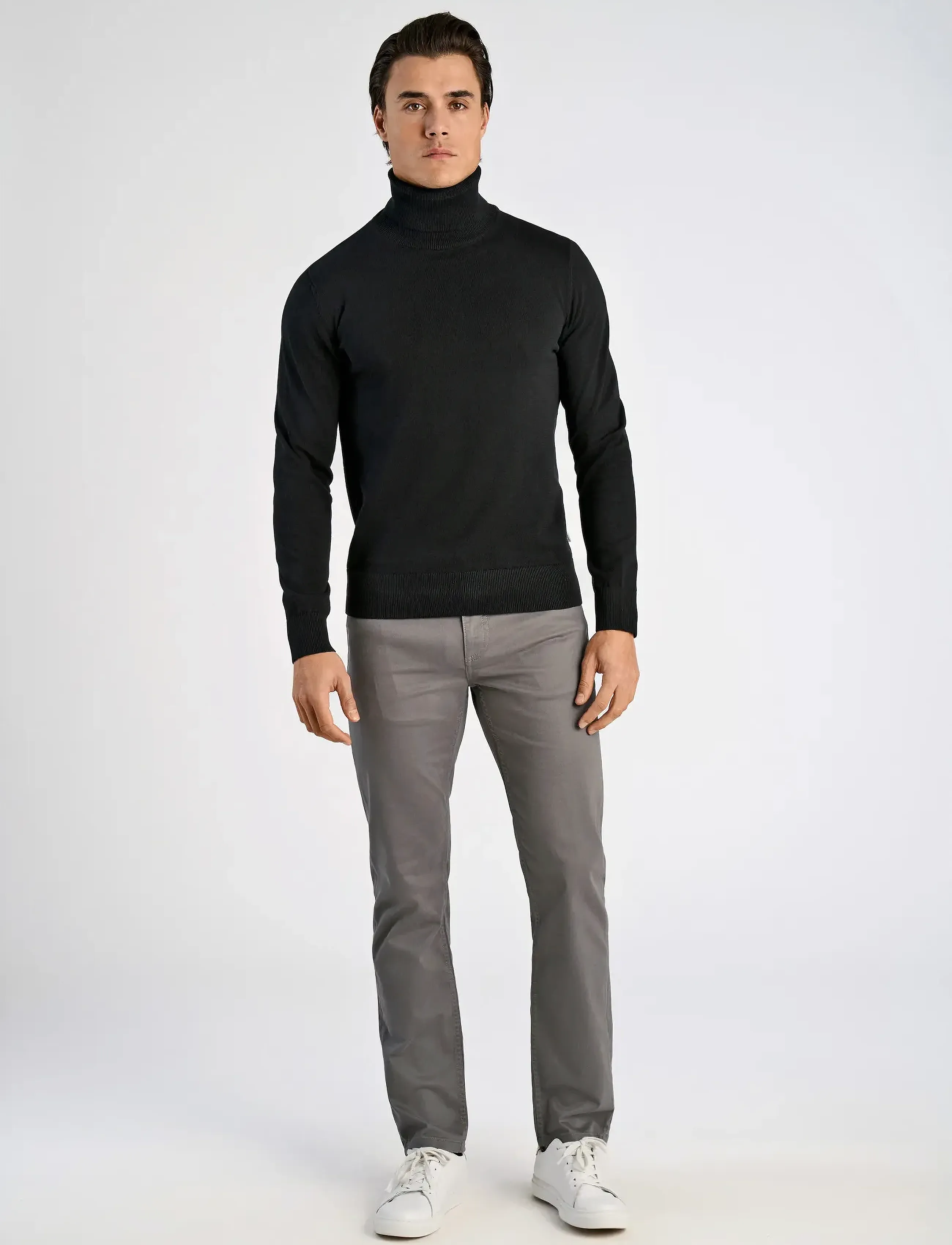 Lindbergh - 100% recycle knit roll neck - golfy - black - 4