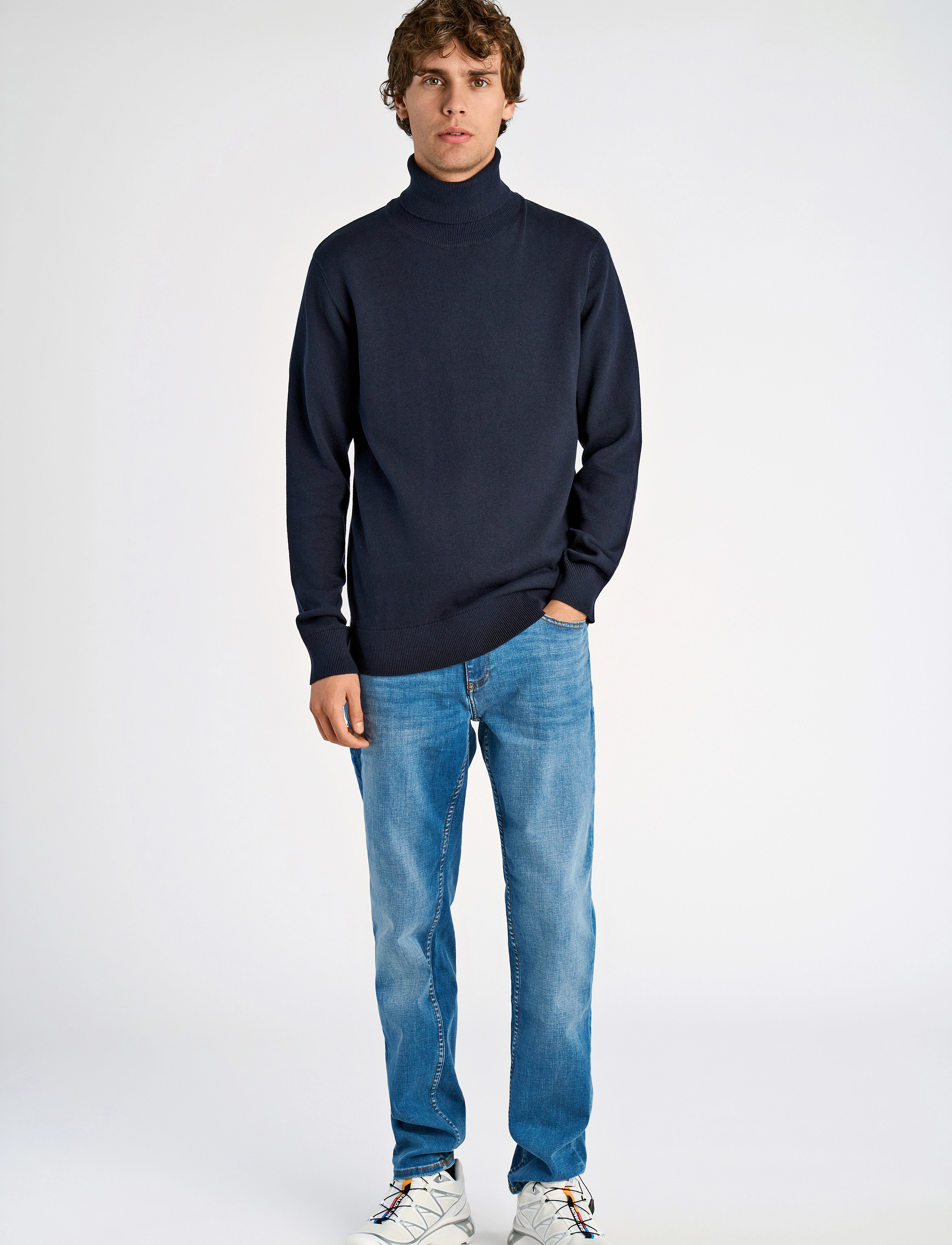 Lindbergh - 100% recycle knit roll neck - laveste priser - navy - 4