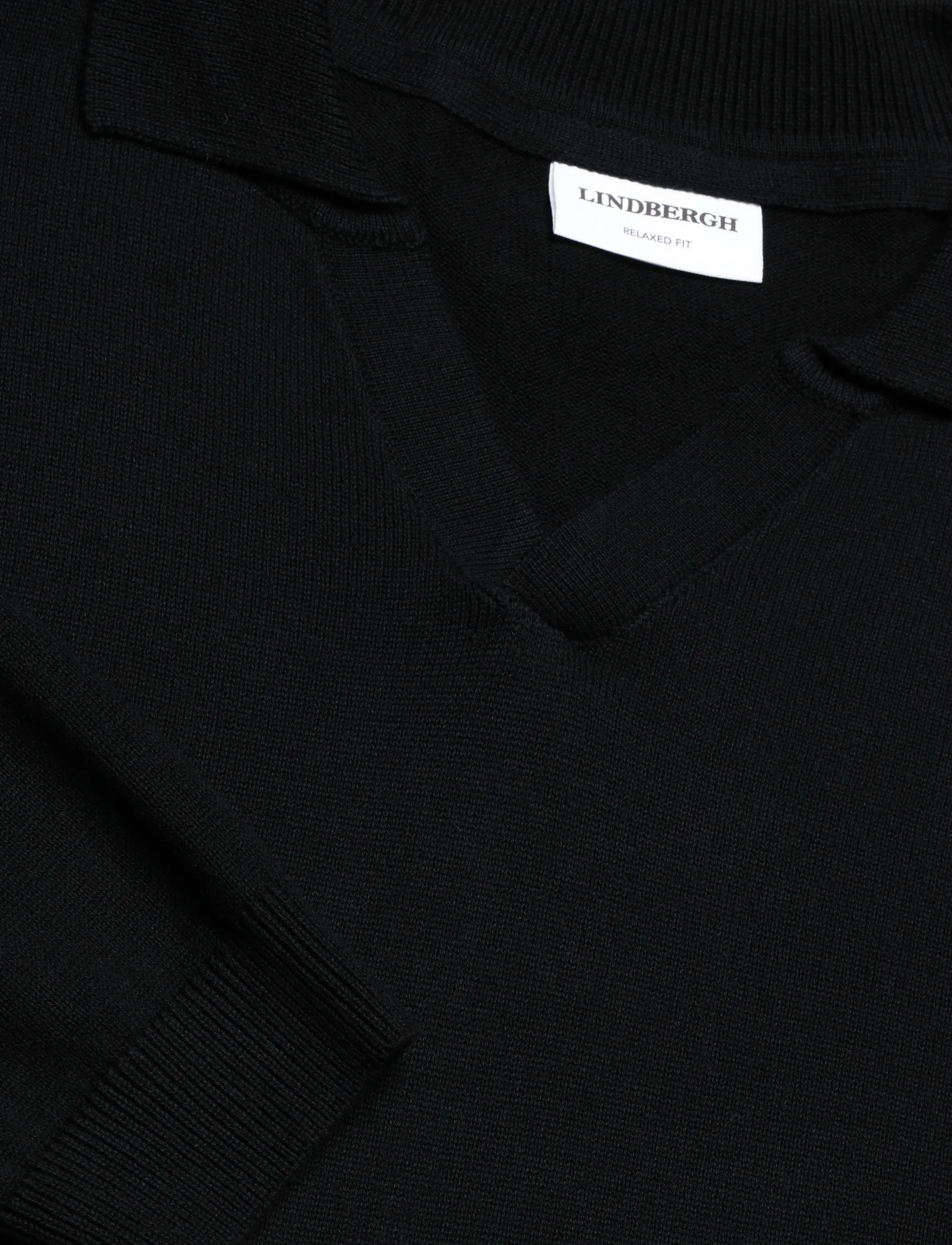 Lindbergh - Recycle split neck polo - gestrickte polohemden - black - 5