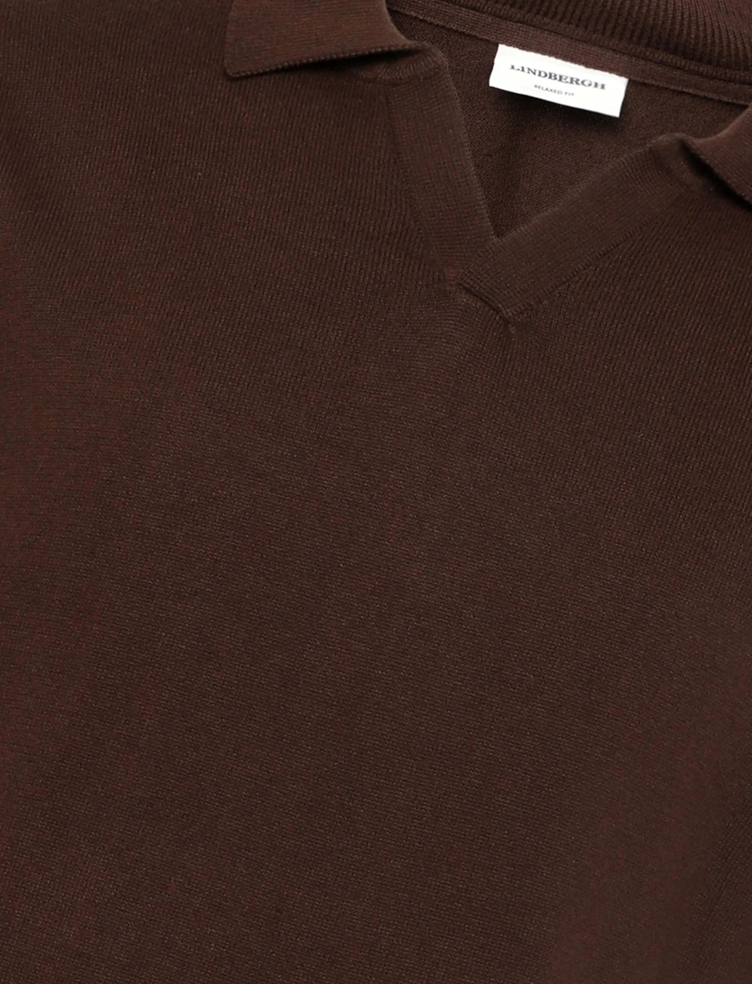 Lindbergh - Recycle split neck polo - gestrickte polohemden - brown - 5