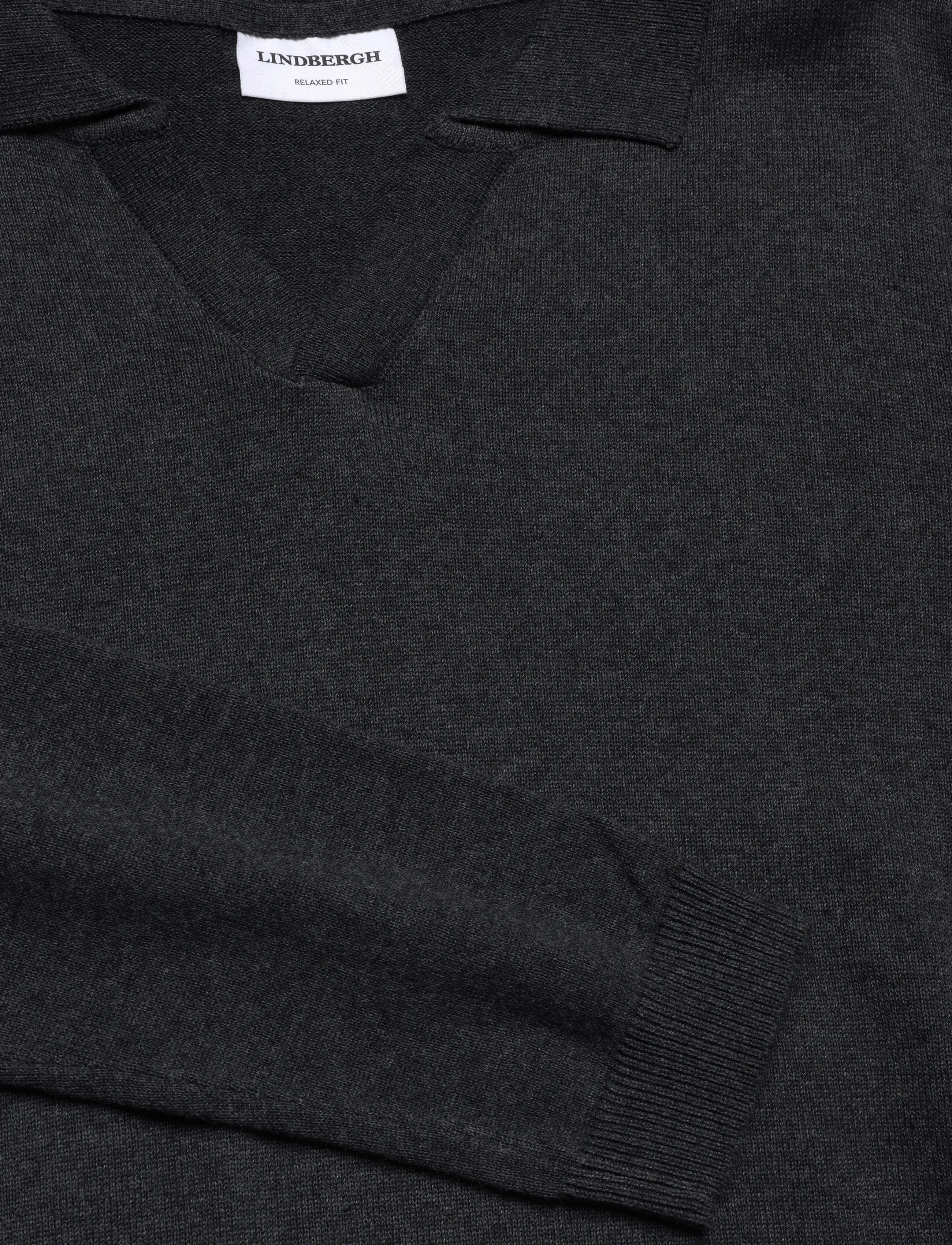 Lindbergh - Recycle split neck polo - gestrickte polohemden - charcoal - 5