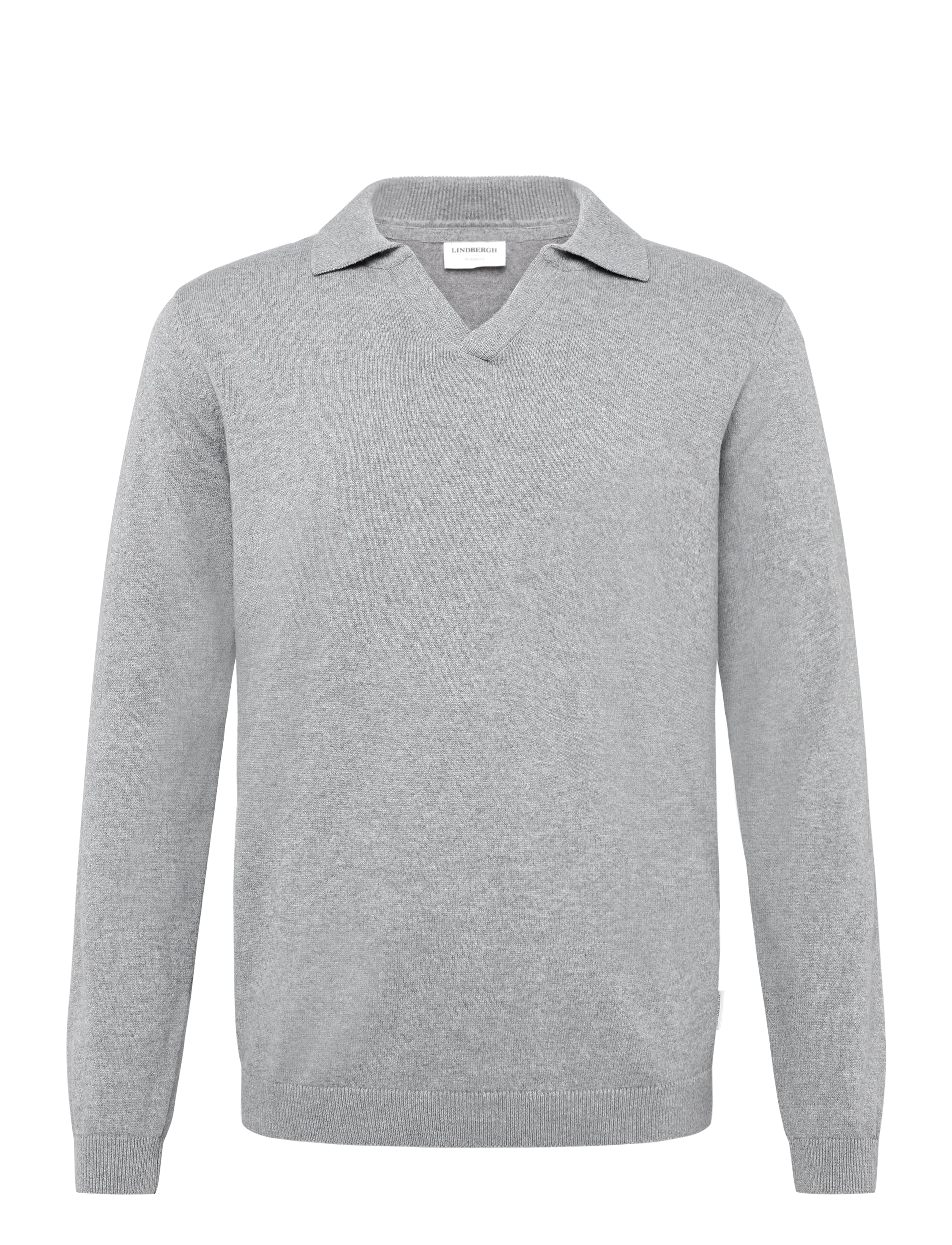 Lindbergh Recycle split neck polo - Strickmode - DK GREY / grey