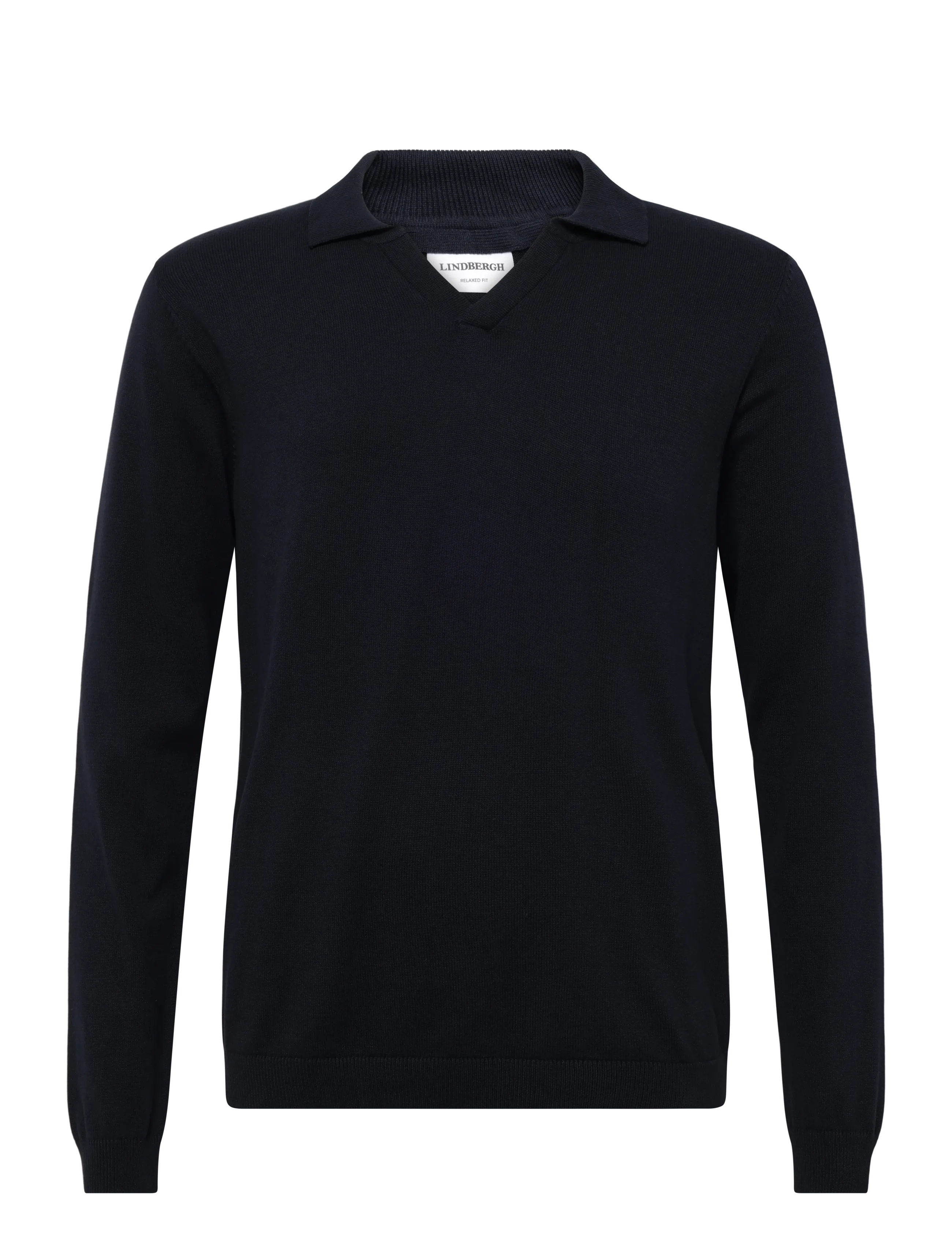 Lindbergh Recycle split neck polo - Strickmode - NAVY / navy