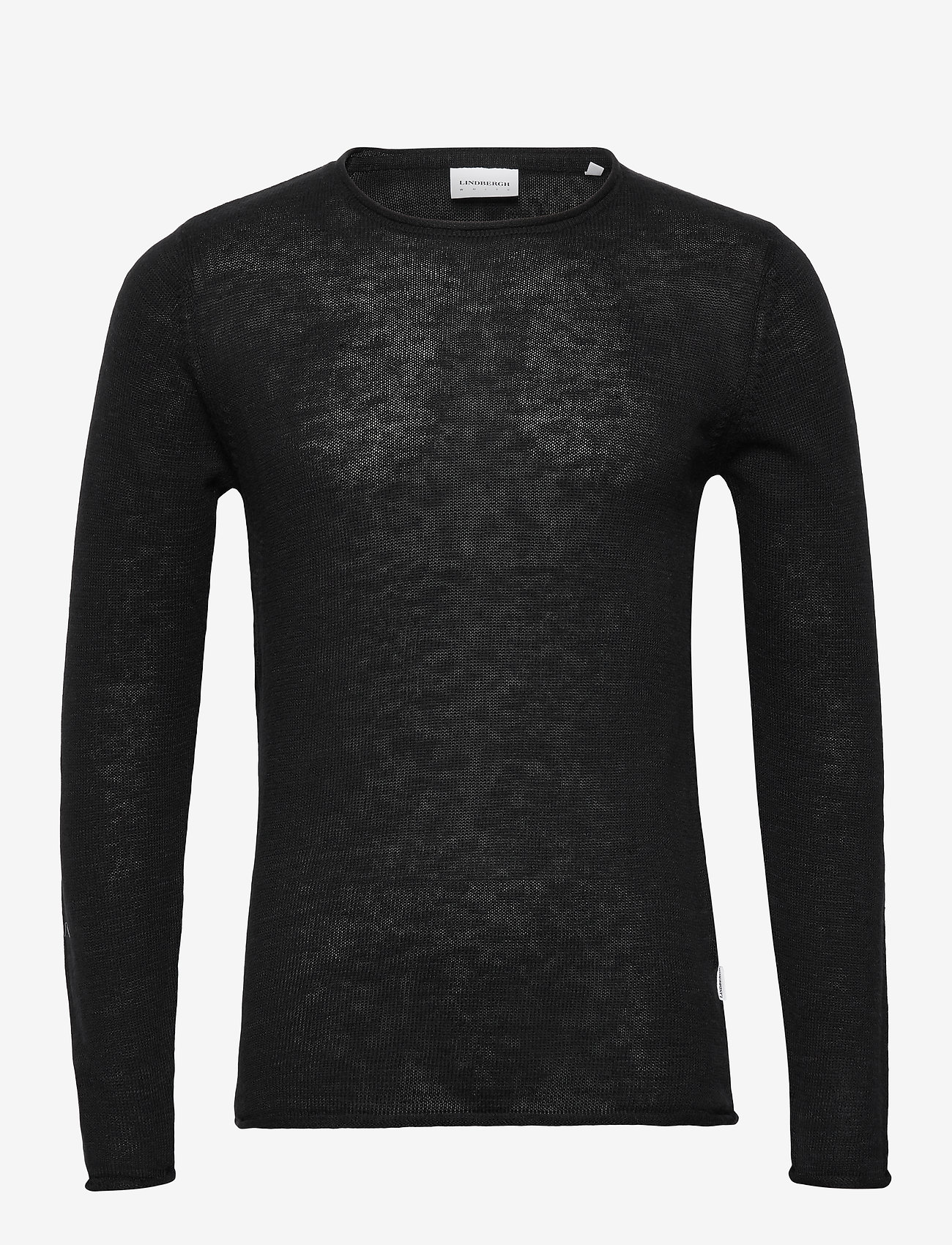 Casual L/S v-neck polo knit - BLACK MEL