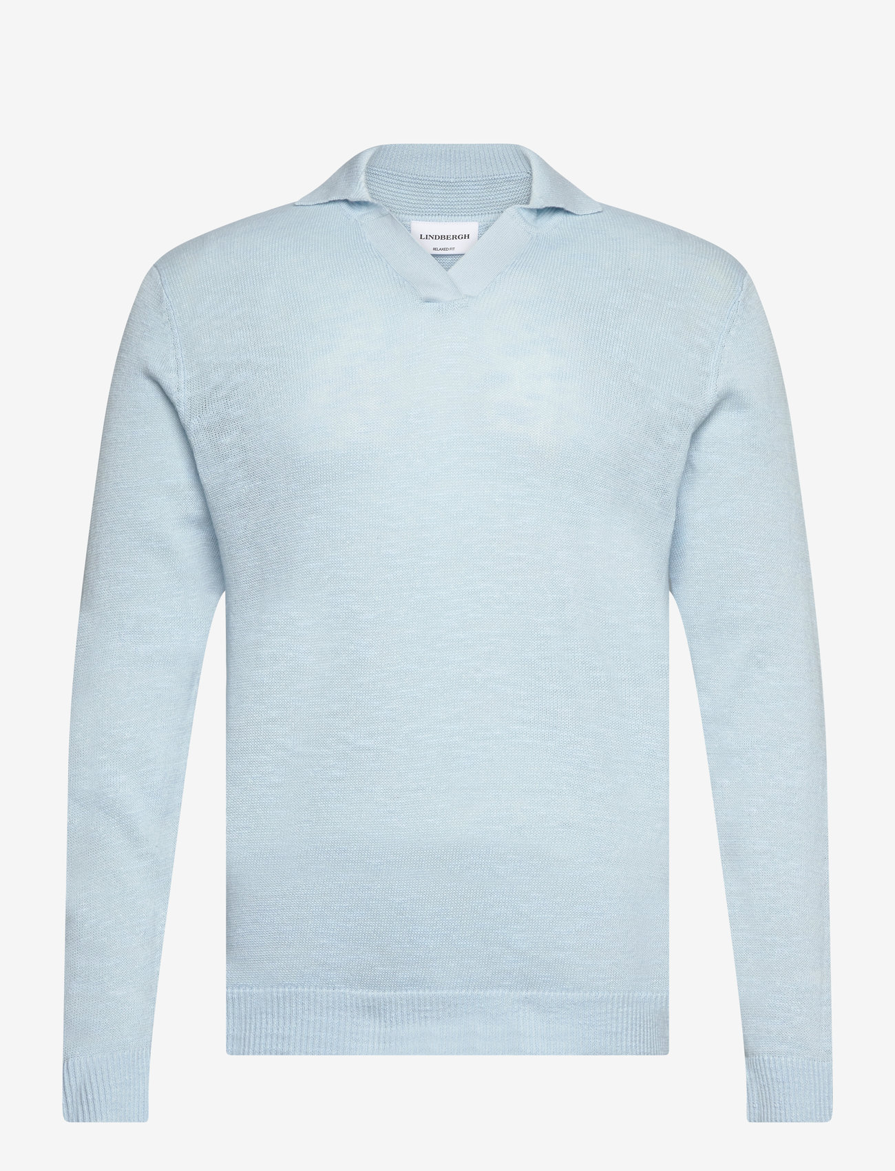 Lindbergh - Casual L/S v-neck polo knit - rundhals - bright blue - 0