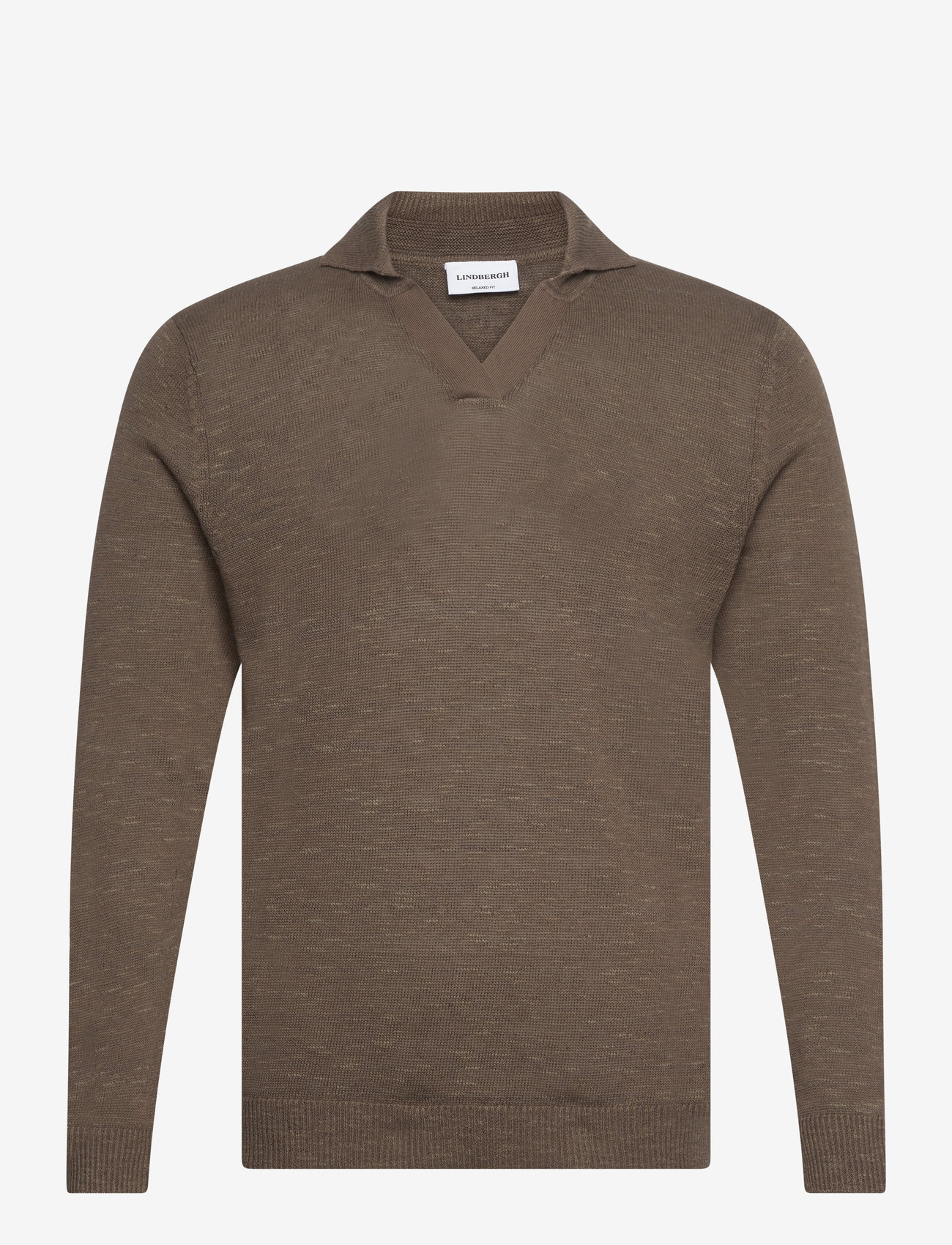 Lindbergh - Casual L/S v-neck polo knit - rund hals - deep stone - 0