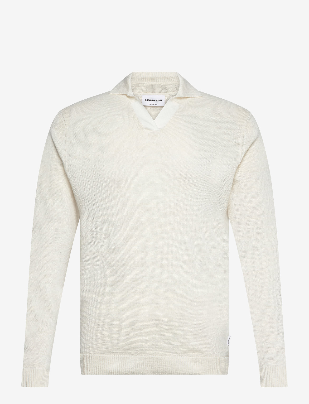 Lindbergh - Casual L/S v-neck polo knit - rundhals - salt white - 0