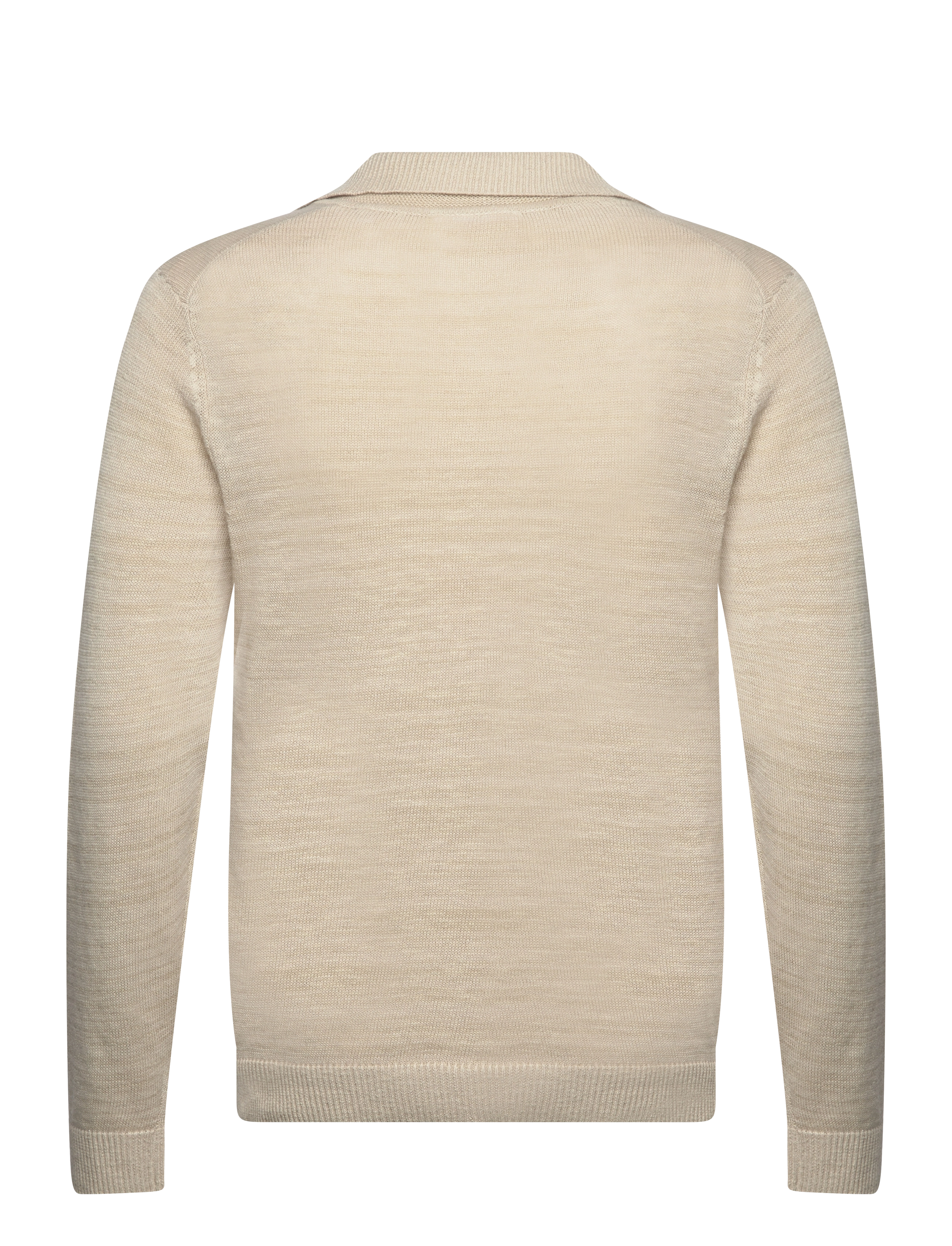 Lindbergh - Casual L/S v-neck polo knit - trøjer - stone - 1