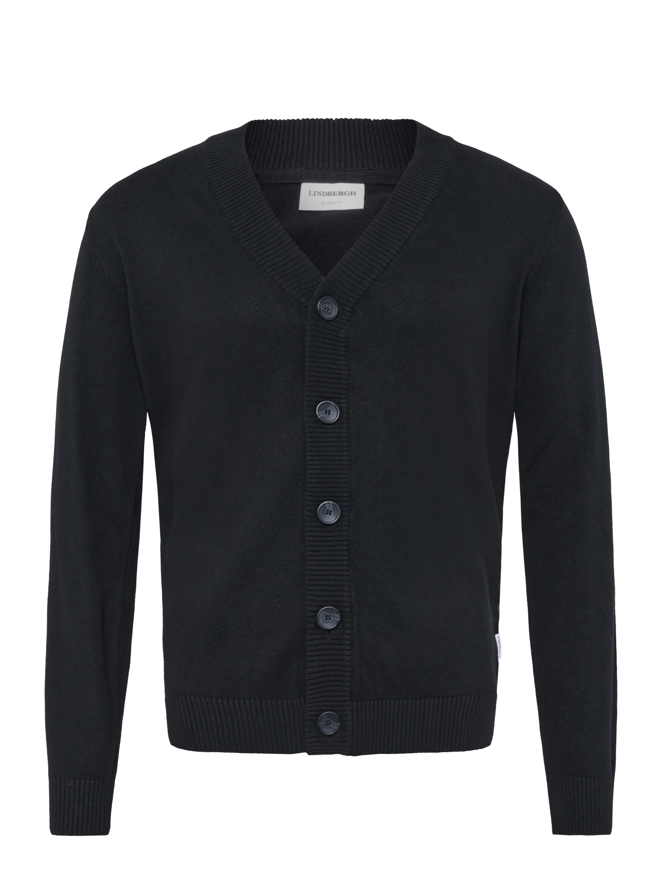 Lindbergh Recycled knit shawl collar - Stickat - BLACK / black
