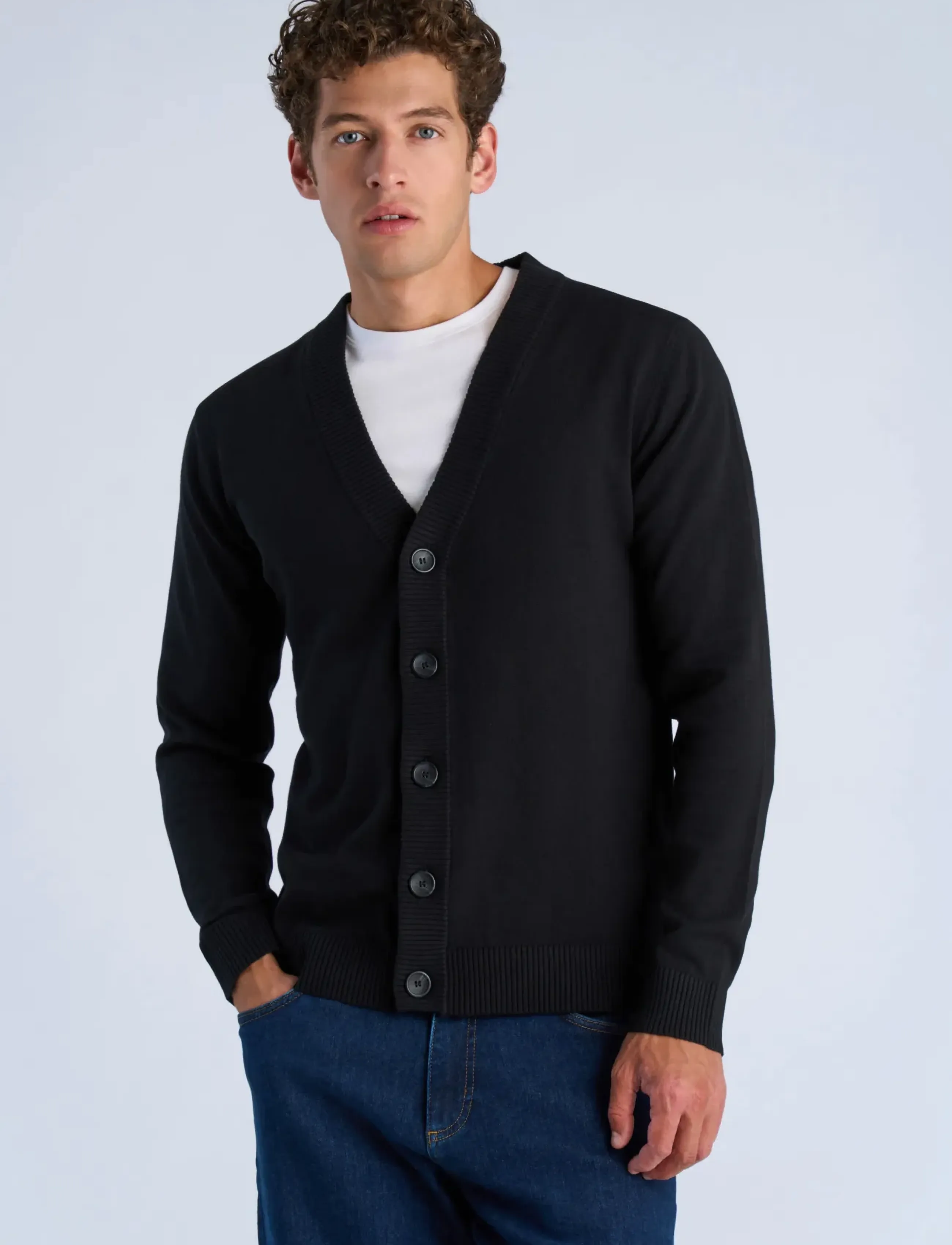 Lindbergh - Recycled knit shawl collar - herbstliche kleidung - black - 3
