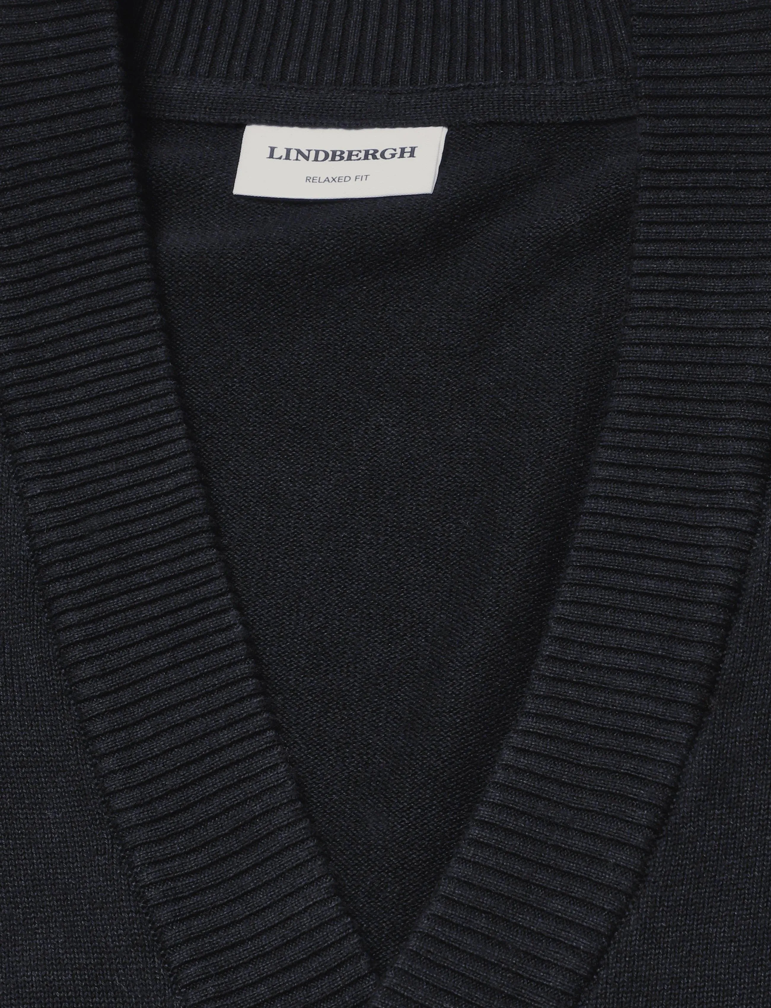 Lindbergh - Recycled knit shawl collar - cardigans - black - 2