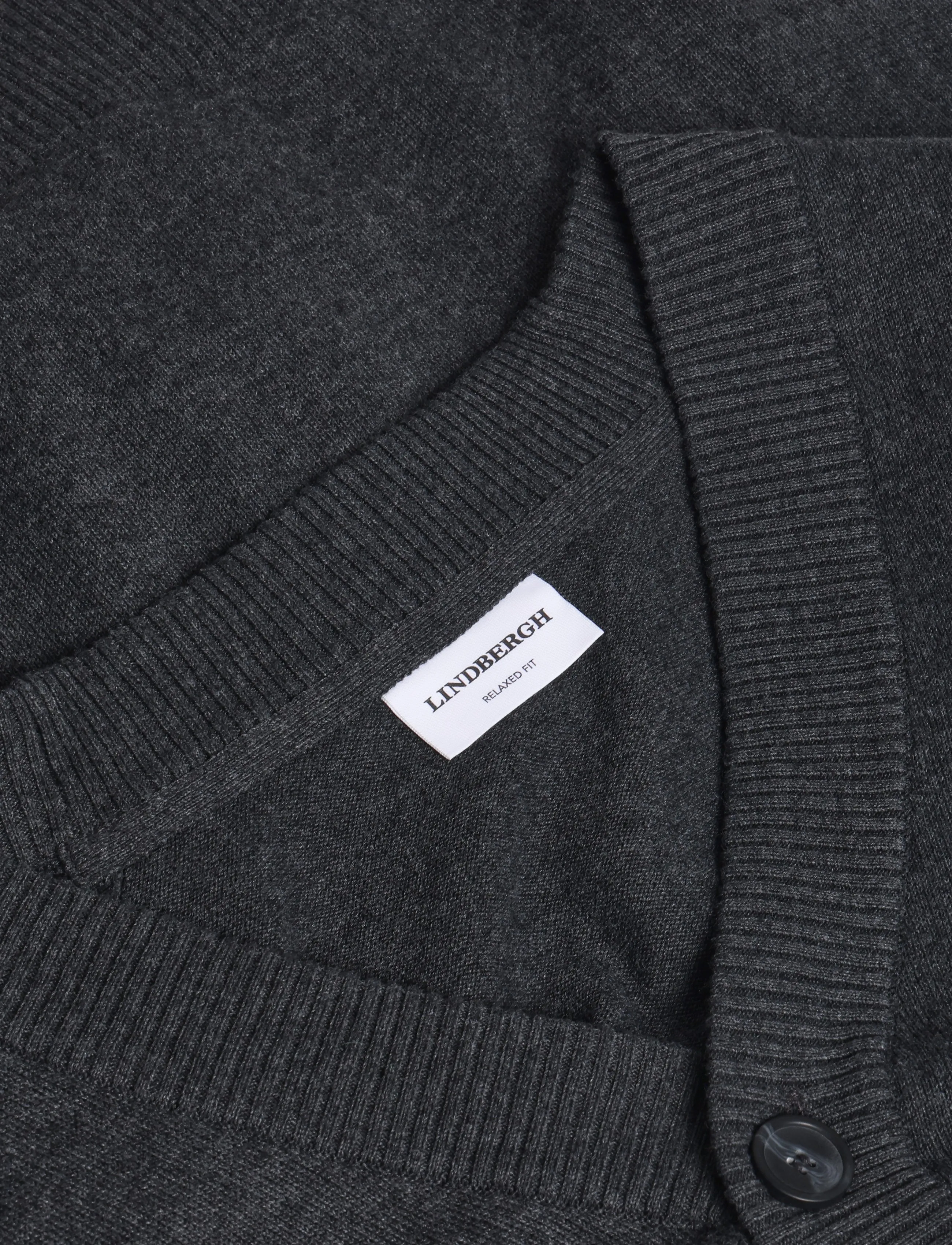 Lindbergh - Recycled knit shawl collar - cardigans - charcoal - 2