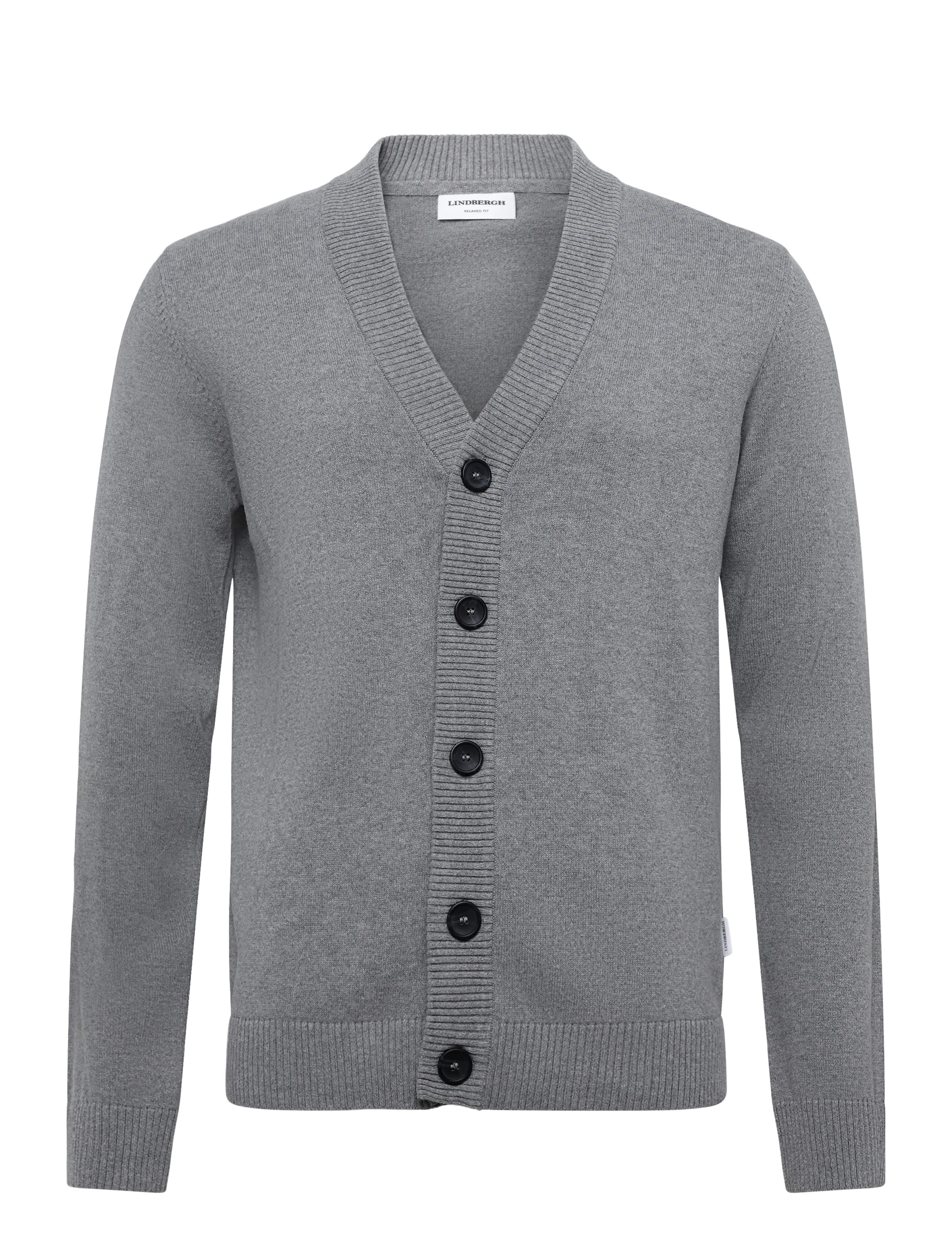 Lindbergh Recycled knit shawl collar - Cardigans - DK GREY / grey