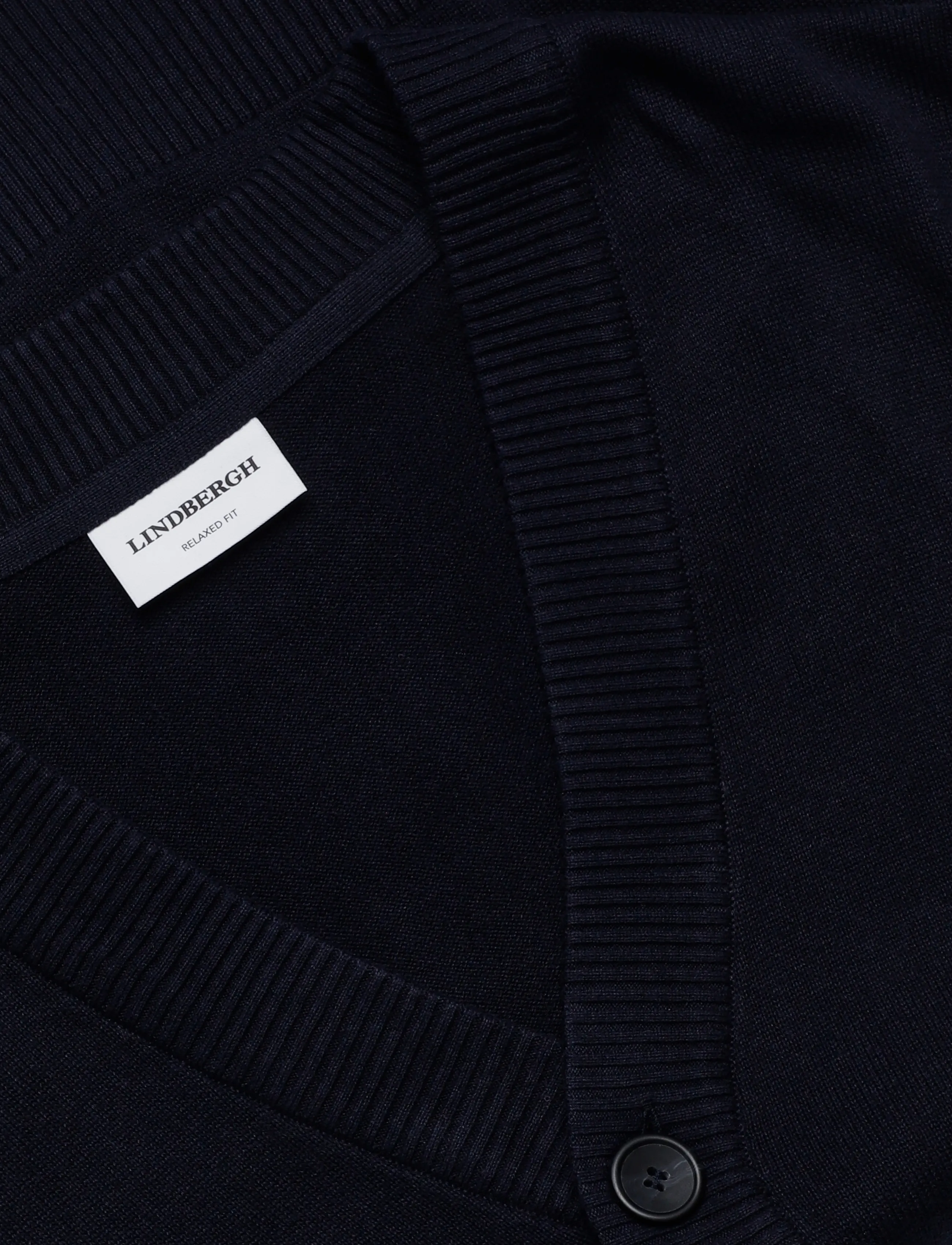 Lindbergh - Recycled knit shawl collar - cardigans - navy - 5