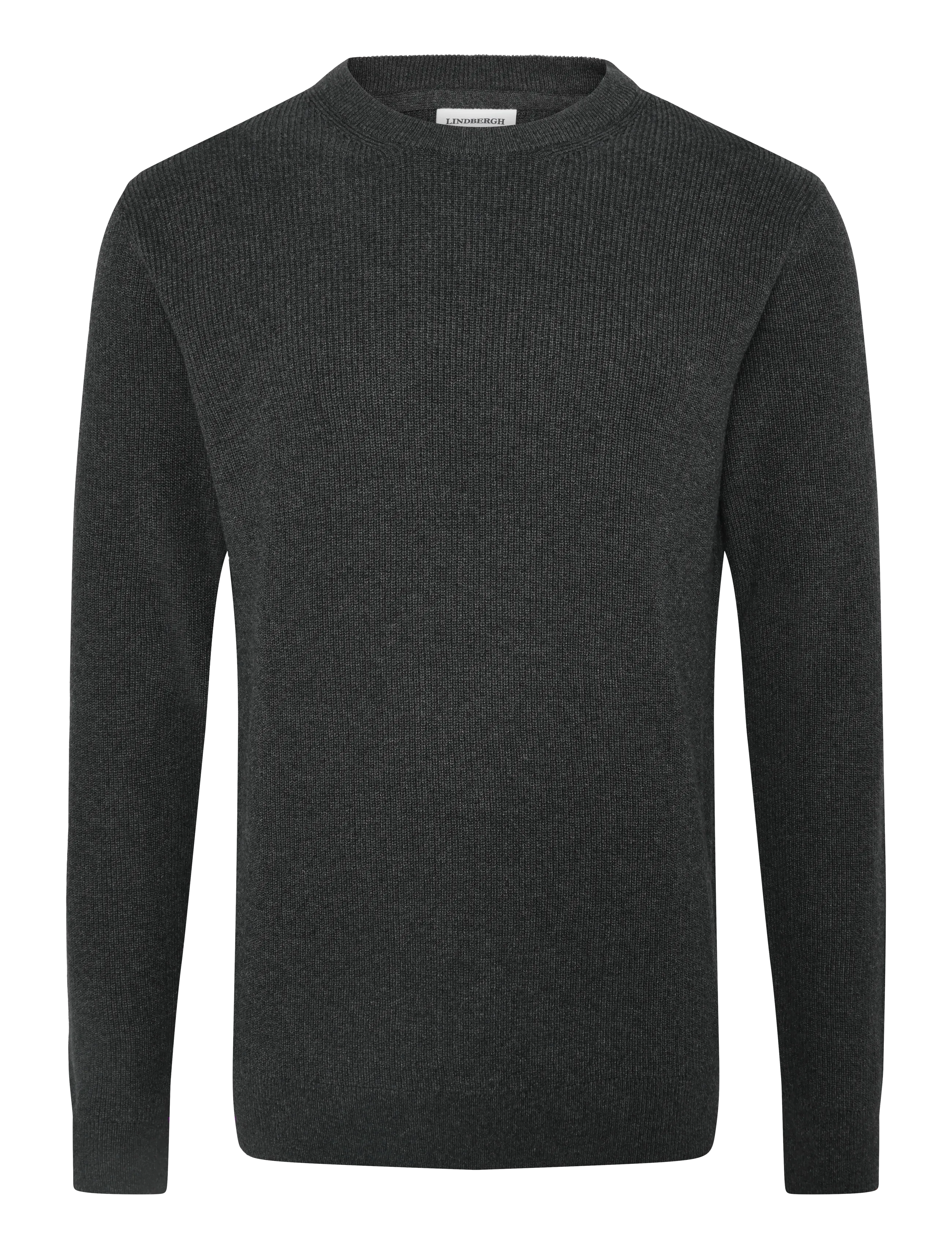 Lindbergh Recycled round neck knit - Basic-Strickmode - CHARCOAL / grey