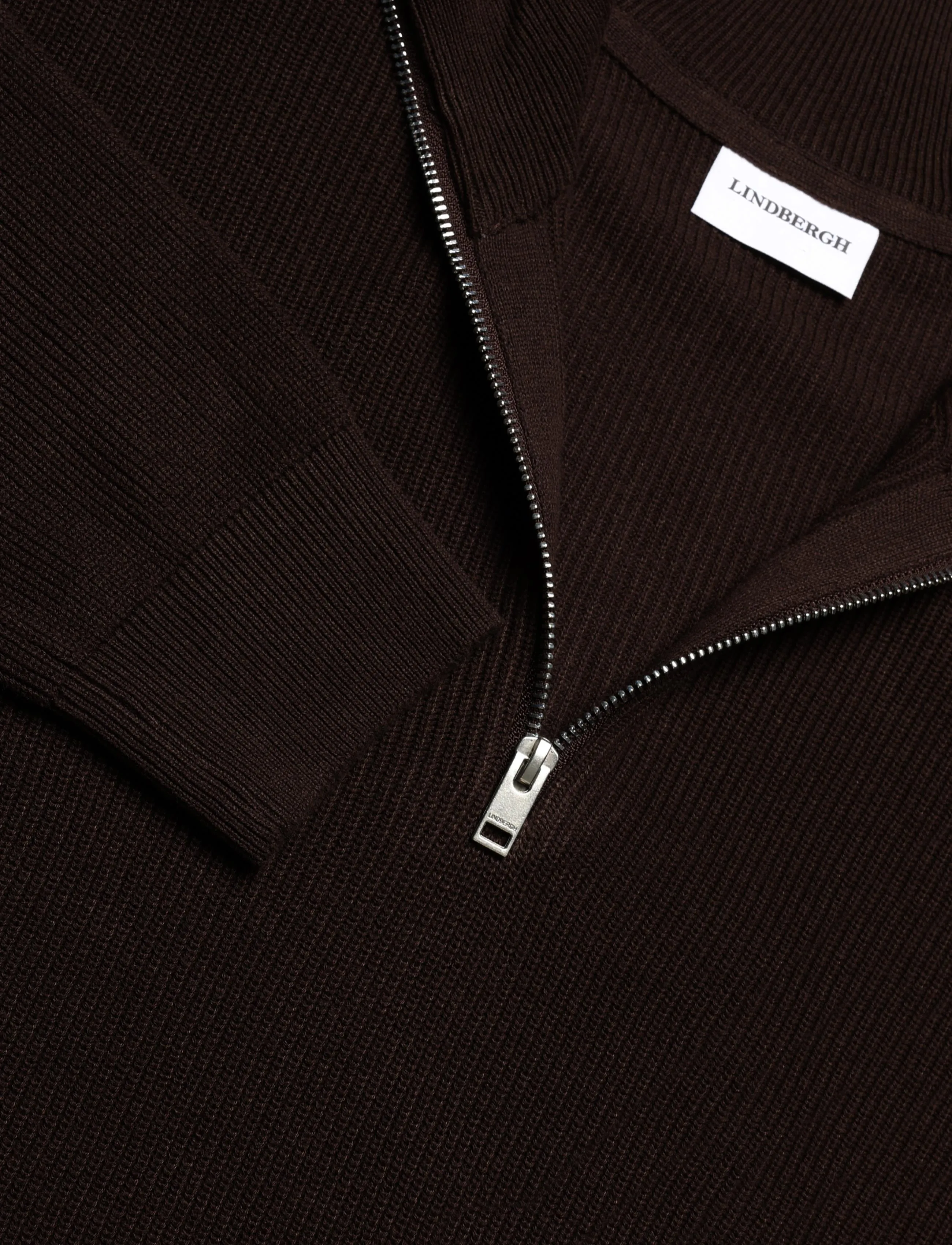 Lindbergh - Recycled half zip knit - mænd - brown - 5