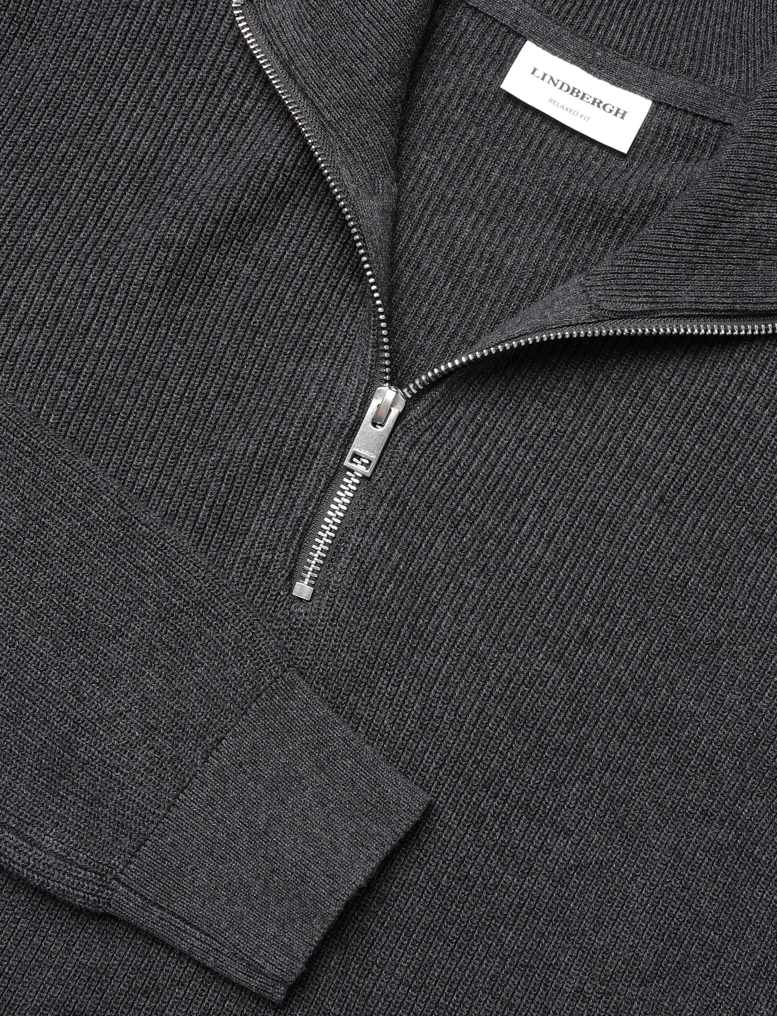 Lindbergh - Recycled half zip knit - mænd - charcoal - 2