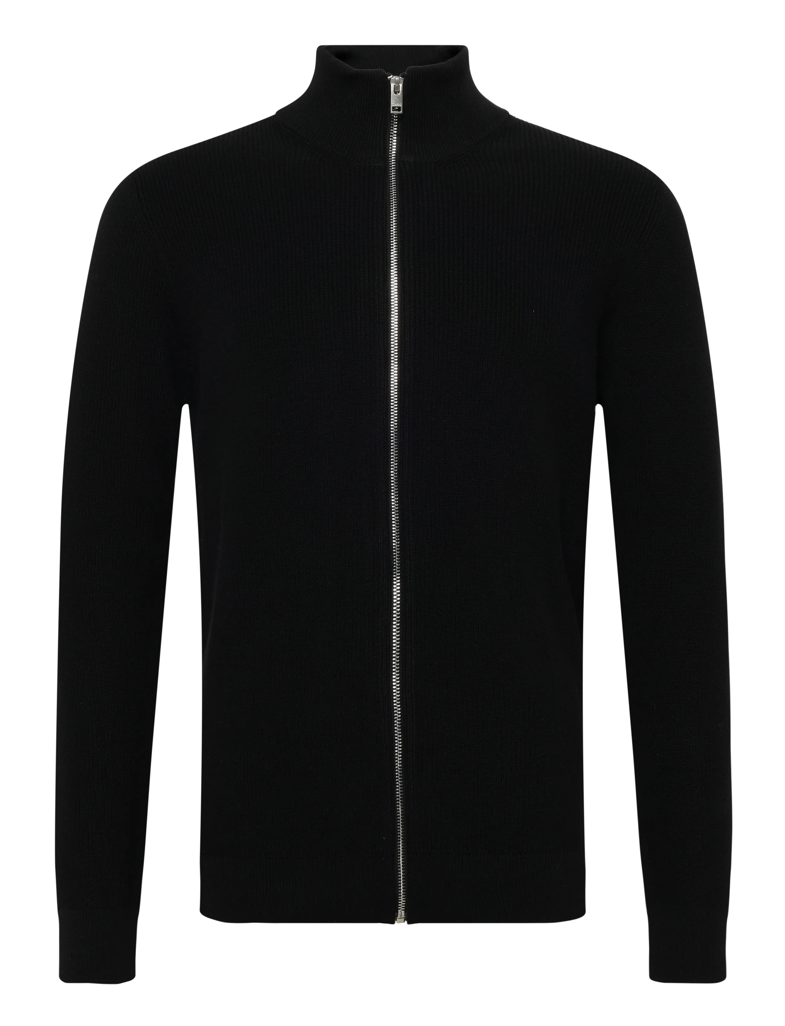 Lindbergh Recycled full zip knit - Stickat - BLACK / black